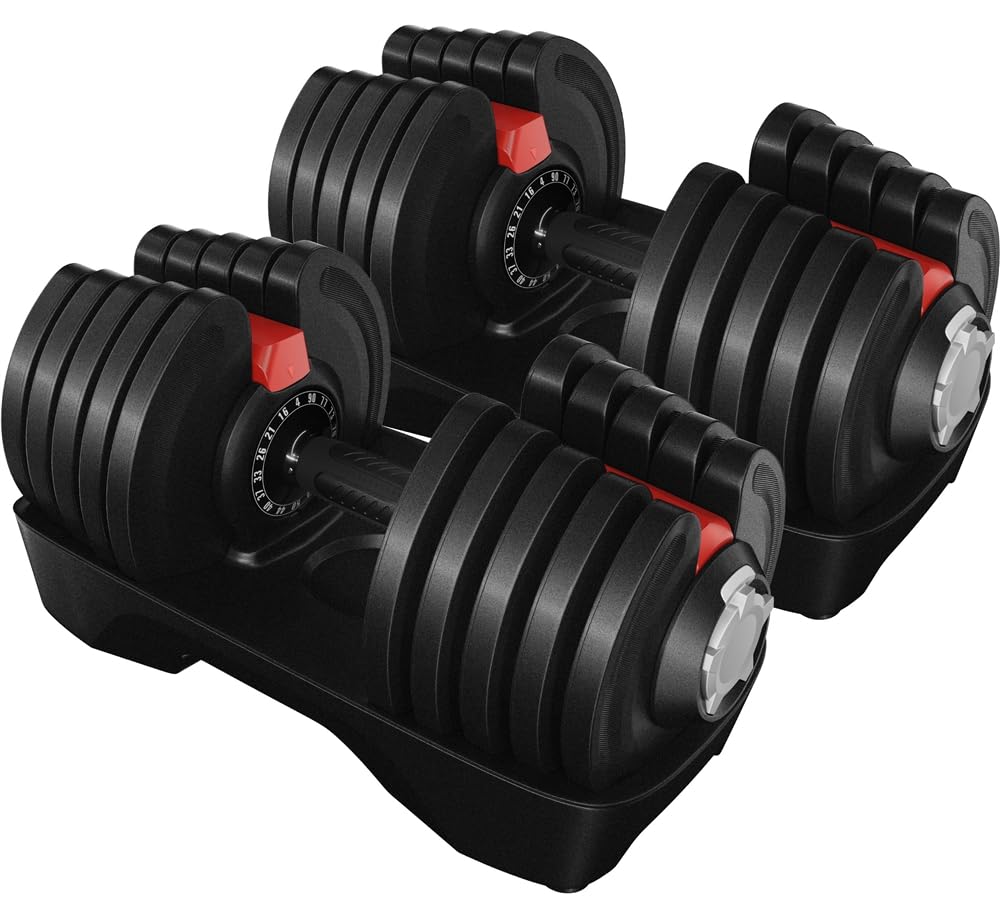 Yaheetech Adjustable Dumbbells Set 52.5LB Adjustable Dumbbells Pair Fast Adjust Weight 2PCS