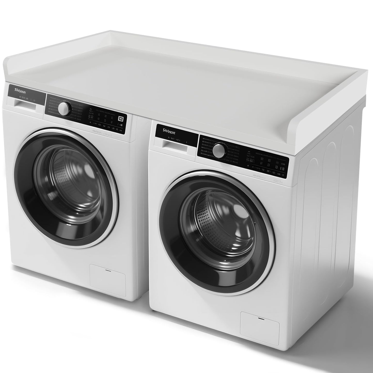 GCCSJ Washer Dryer Countertop, 54" Width x 27.5" Depth Wood Laundry Topper with Edge & Non-Slip Pads for Laundry Room Organization Storage & Clothes Folding, White