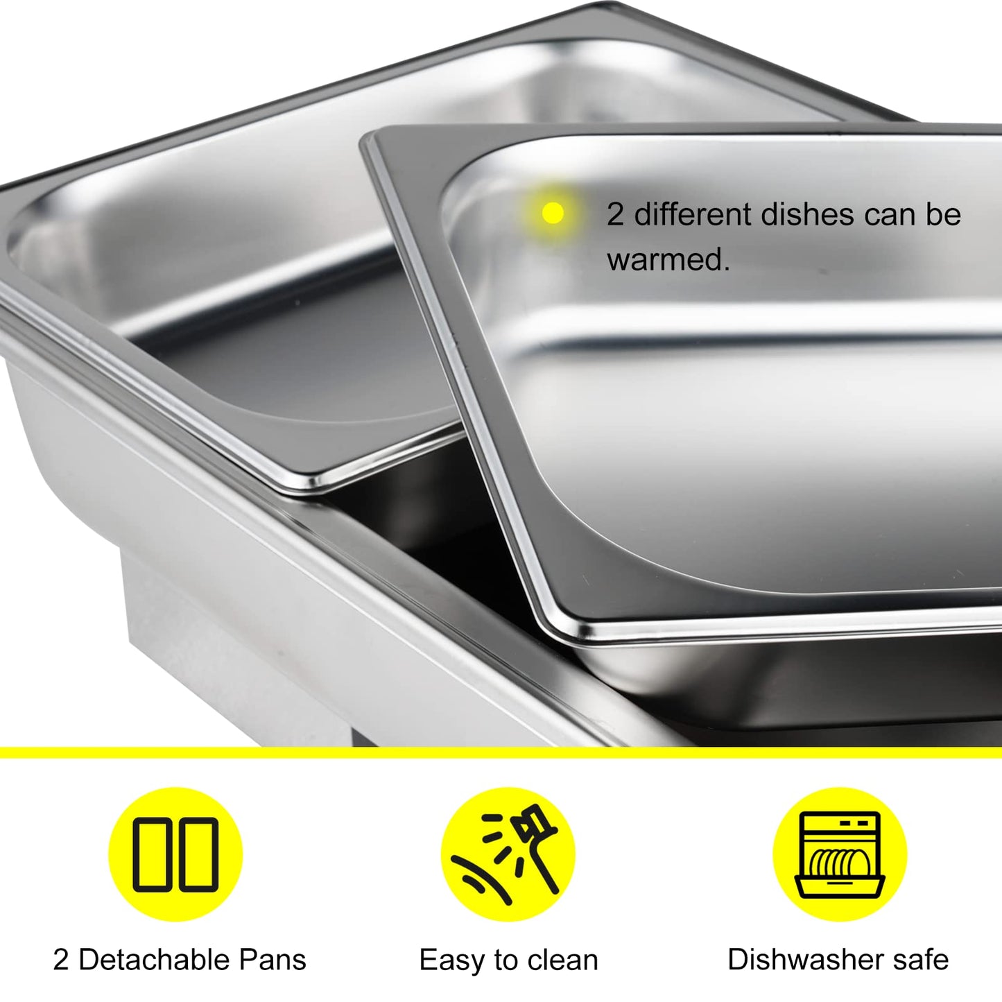 YMJOINMX Roll Top Chef Chafing Dish Buffet Set 2 Pan Food Warmer Buffet Servers and Warmers Digital Display Temperature Warming Tray Bain Marie Food Warmer for Parties Commercial Food Steam Table
