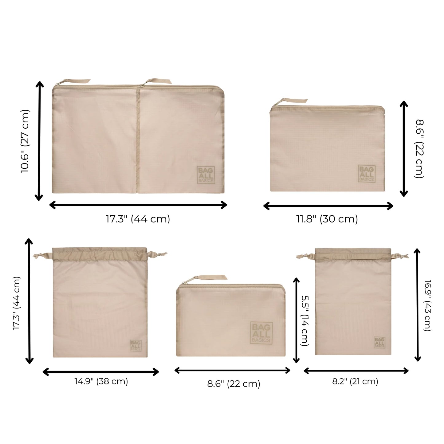 Bag-All Packing Cubes for Travel | Luggage Organizers for Suitcase | Travel Storage Cubes for Organizing | Luggage Organizer Bags | Traveling Essentials | Pack of 8 | Taupe