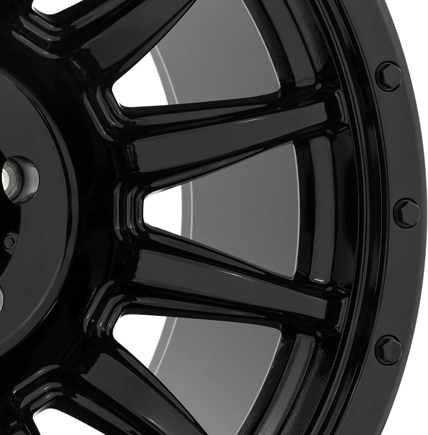 Rough Country 90 Series 20x9 Wheel - 6x5.5" Bolt Pattern, +0mm Offset, One Piece Aluminum Rim, Gloss Black Finish with 12-Spoke Design for Trucks, Jeeps, Off-Road