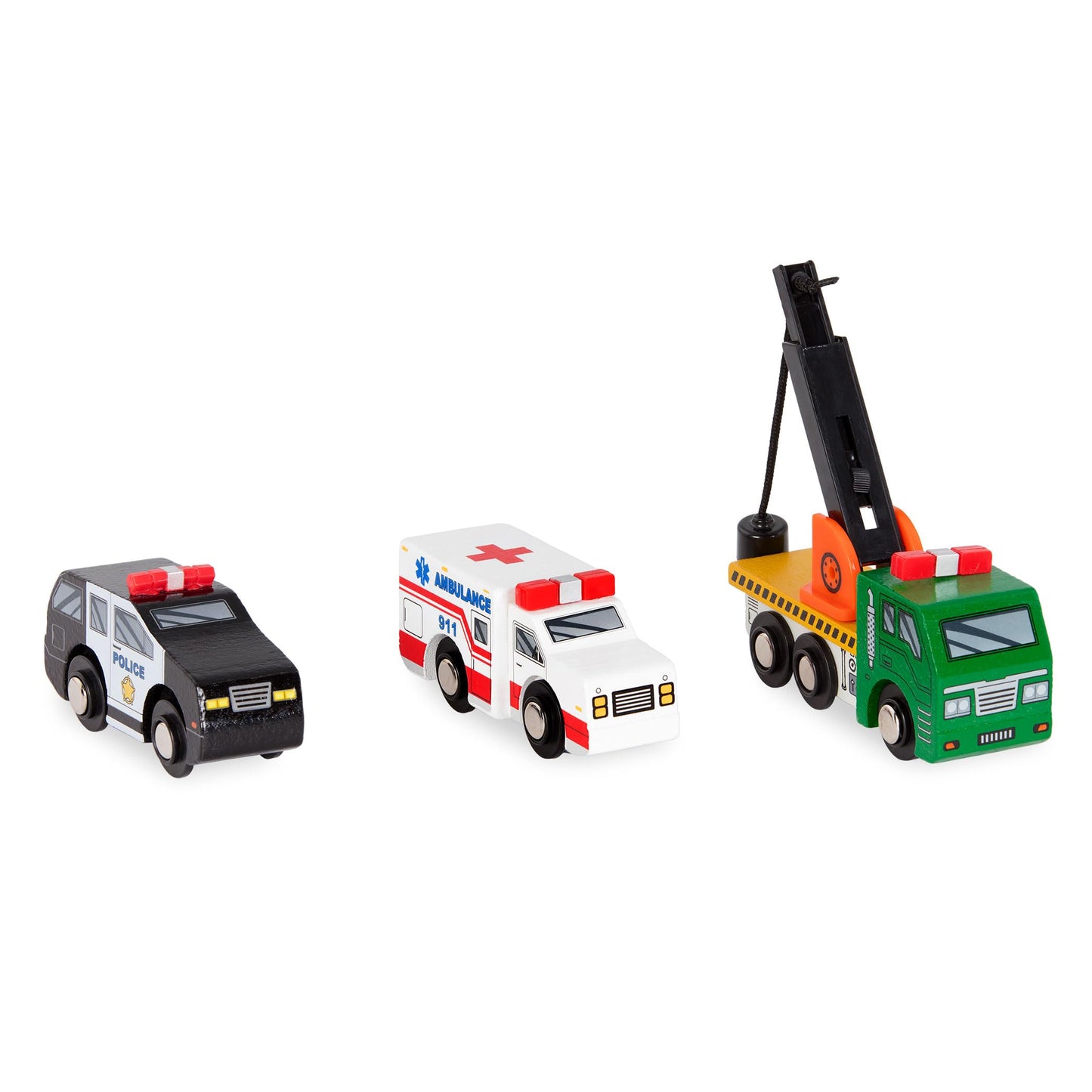 Battat – Wood Cars for Kids – 6 Pieces Toy Vehicle Set – Mini Rescue & Construction Vehicles – Toddler Truck Toys – 3+ Years– Wooden Vehicles Set 1