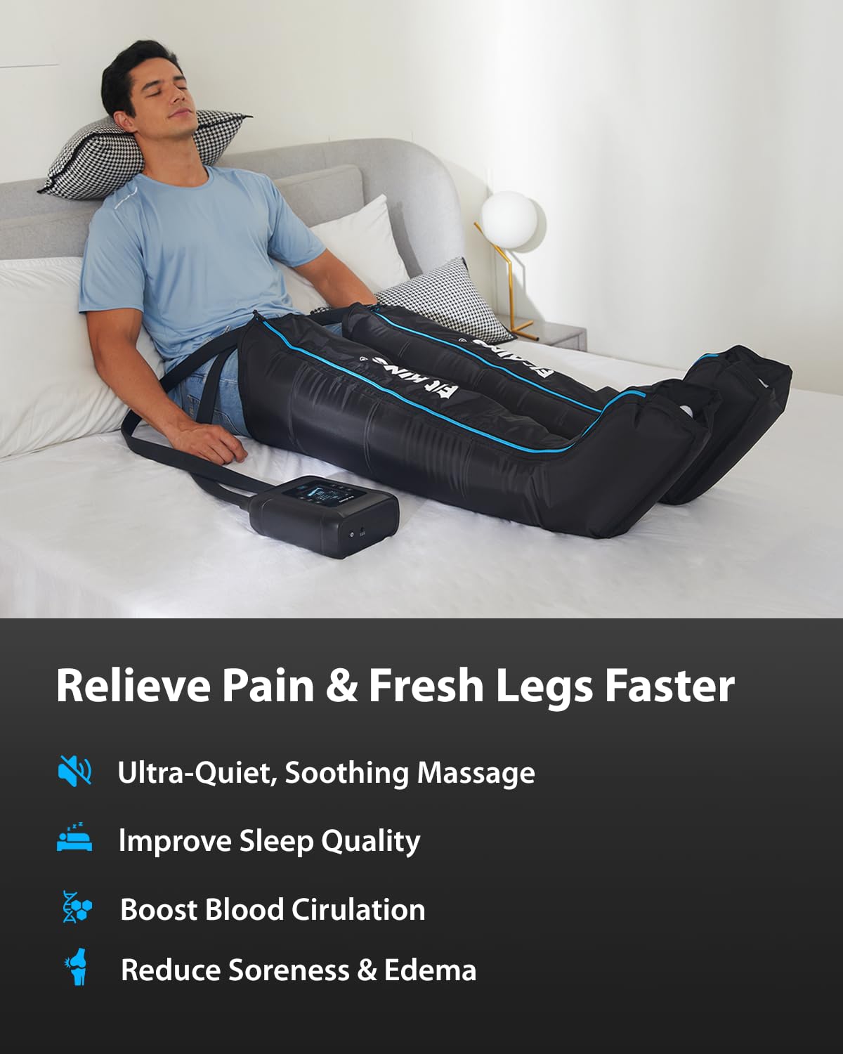 FIT KING Professional Air Compression Recovery System, Cordless Rechargeable Compression Boots for Circulation, Full Leg Foot Massager Pressure Boots for Fast Recovery Therapy (Small)