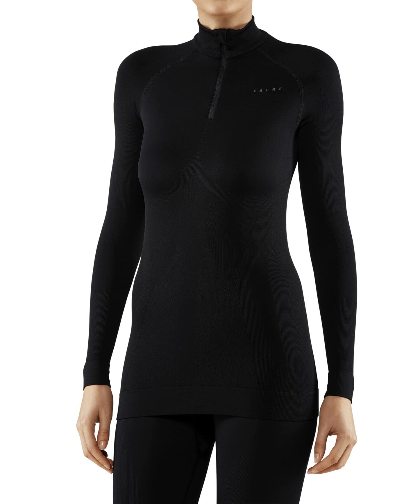 FALKE Women's Maximum Warm Tight Fit Zip Base Layer Top, Thermal Underwear, Cold Temps, Breathable Quick Dry, Nylon, Black (Black 3000), XS, 1 Piece