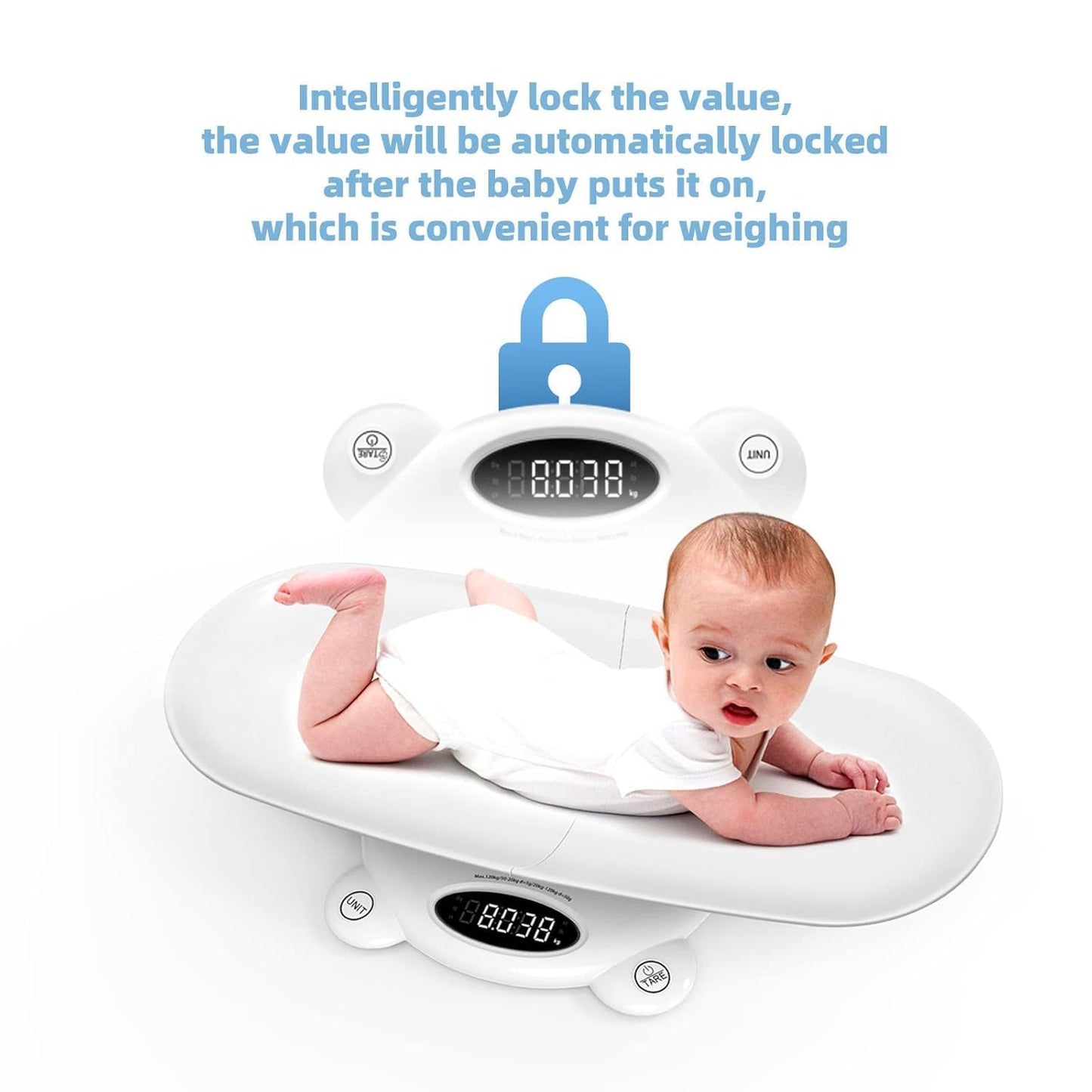 Ellie Digital Baby Scales, Multi-Function Scale for Infant, Toddler & Pet, LED Display Weighing Scale for Newborns, Cats & Dogs, Large Capacity for Family Weight Tracking at Home