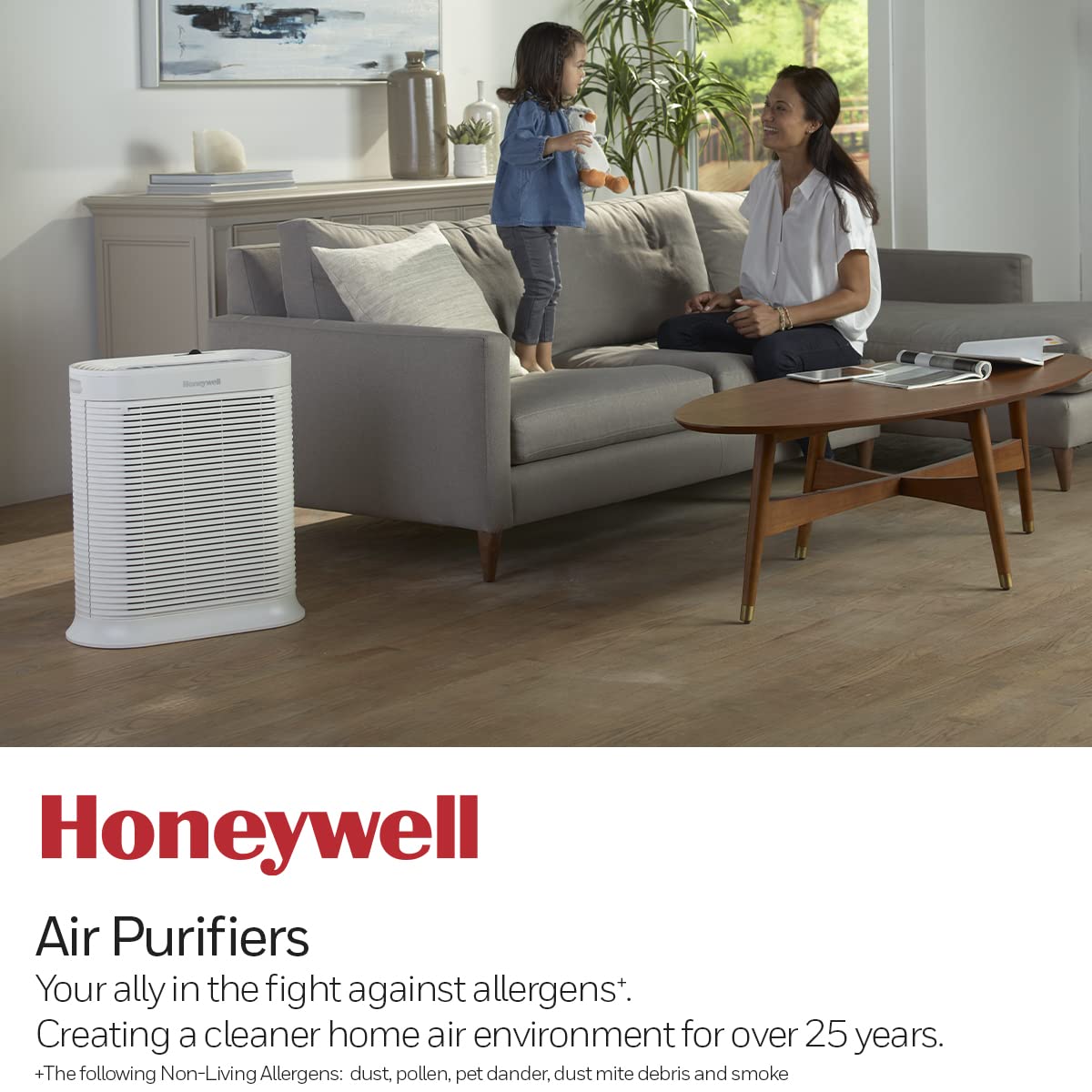 Honeywell HPA300 HEPA Air Purifier, Airborne Allergen Reducer for Large Rooms (465 sq ft), White - Wildlfire/Smoke, Pollen, Pet Dander, and Dust Air Purifier