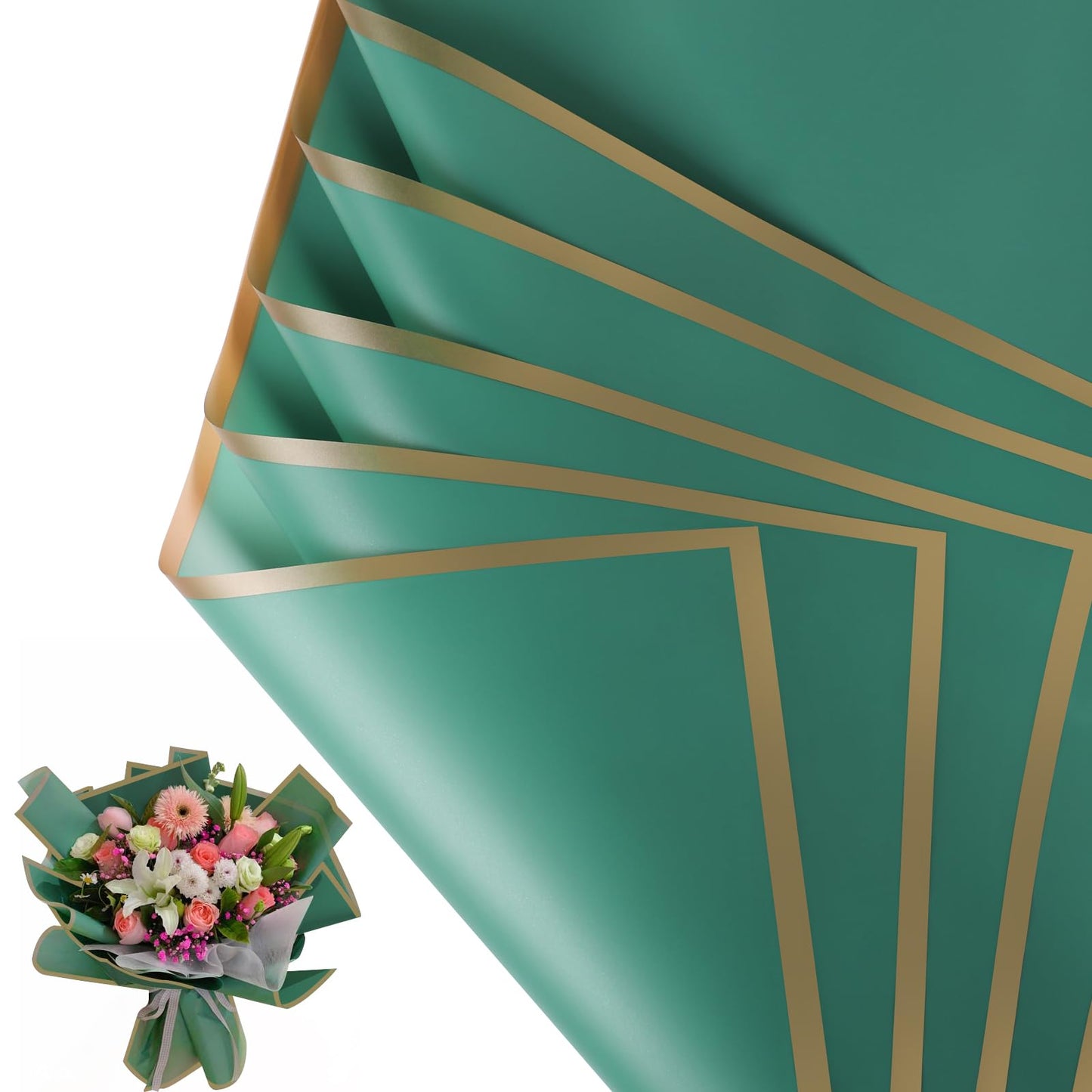 20 Sheet Flower Wrapping Paper - Waterproof Floral Bouquet Wrapping Paper, Florist Supplies Packaging Paper for Wedding Birthday Gift DIY (Fog color)