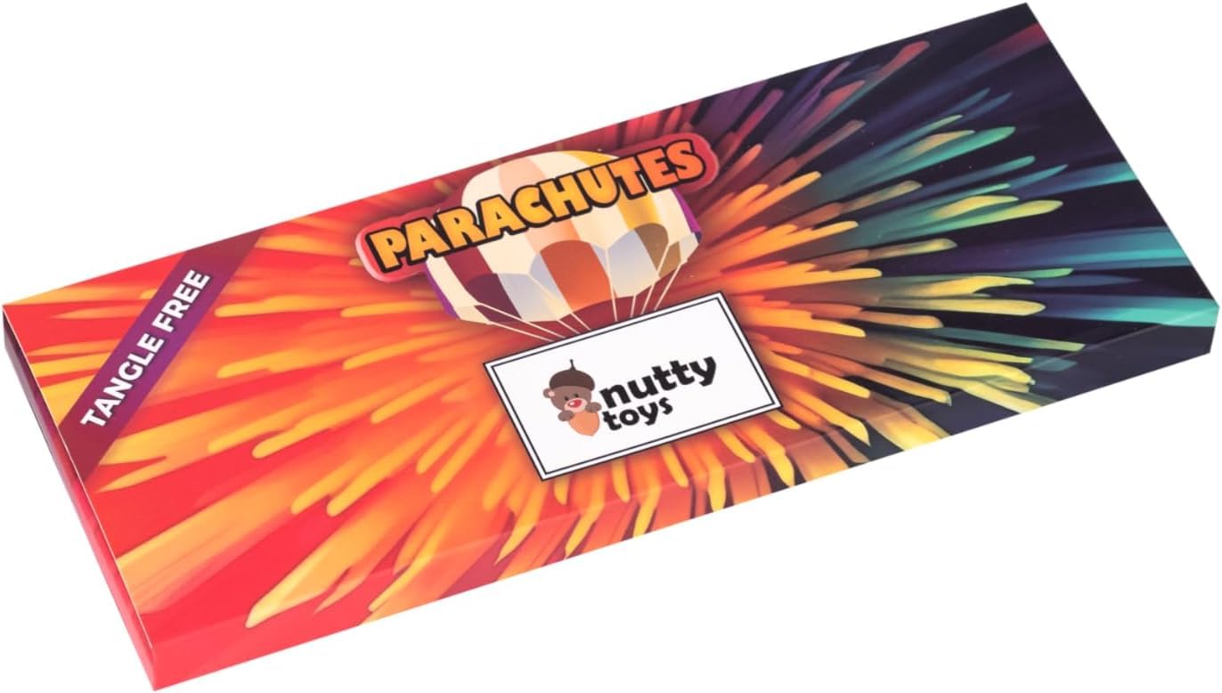 NUTTY TOYS Parachute Toys for Kids - Tangle Free Outdoor Flying Parachute Men, Top Indoor & Outside, 3 4 5 6 7 8 9 10 11 12 Year Old, Best Christmas Stocking Stuffers Idea 2025 Unique Boy & Girl Gifts
