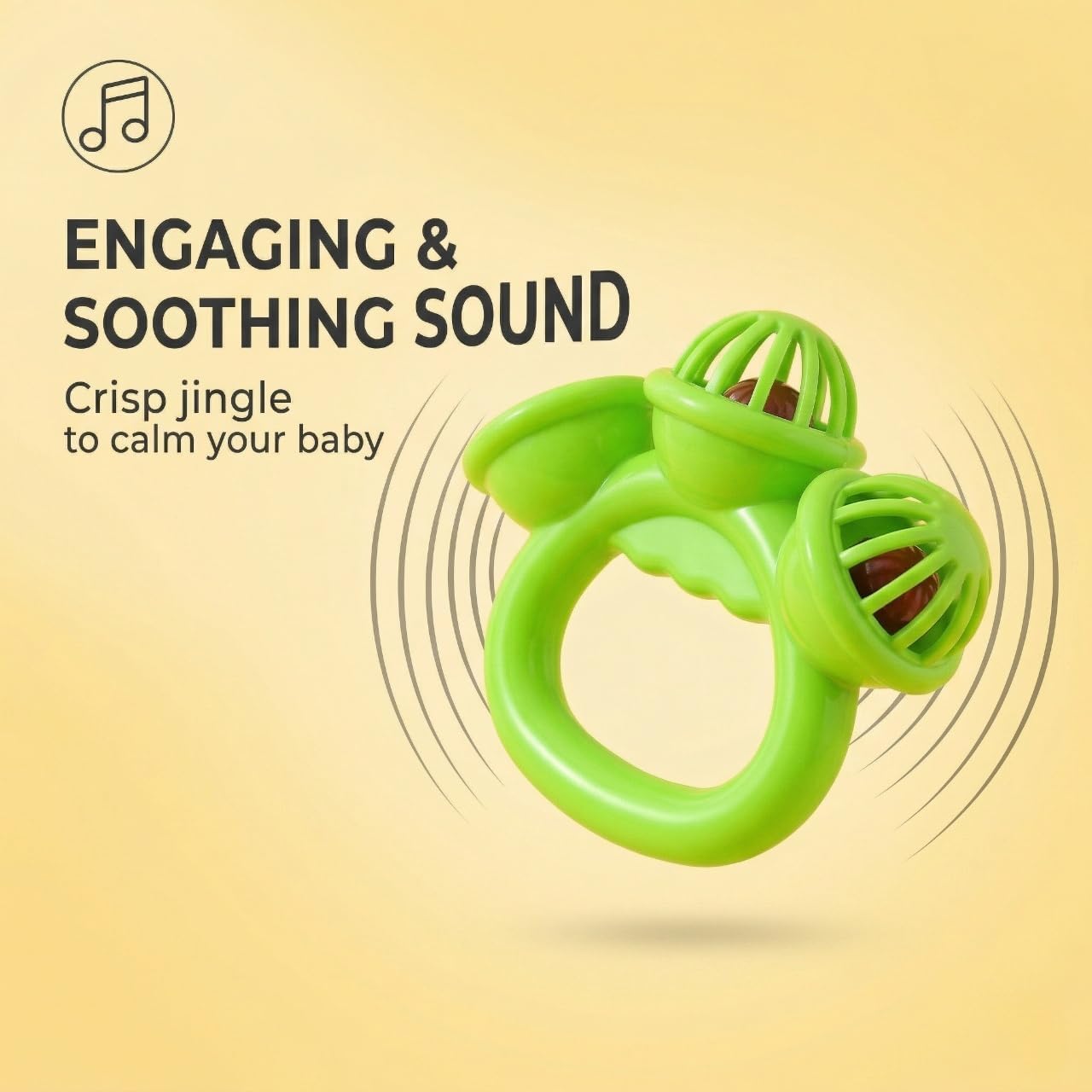 BESTonZON 3Pcs Baby Musical Rattle Toy, Plastic Handheld Jingle Sleigh Bells for Toddlers, Percussion Rhythm Shaker, Soothing Sensory Toys for Kids