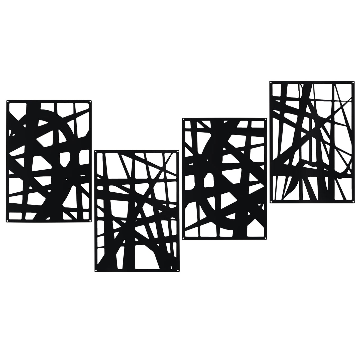 Bdor Decorative Metal Panels, Set of 4, 10.98" x 15.94", Modern Geometric Design, Black Metal Wall Art, Room Dividers, Architectural Elements for Home and Office Décor