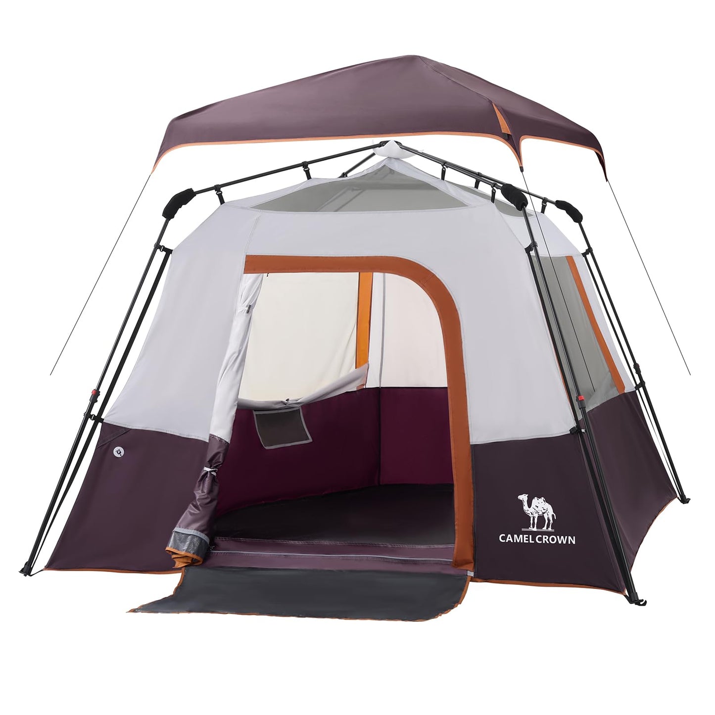 Camping Tents 4/6 Person Pop Up Instant Tent - Setup in 60s for Family Camping, Windproof Design, Family Cabin Tent with Rainfly & Backpack Carry Bag
