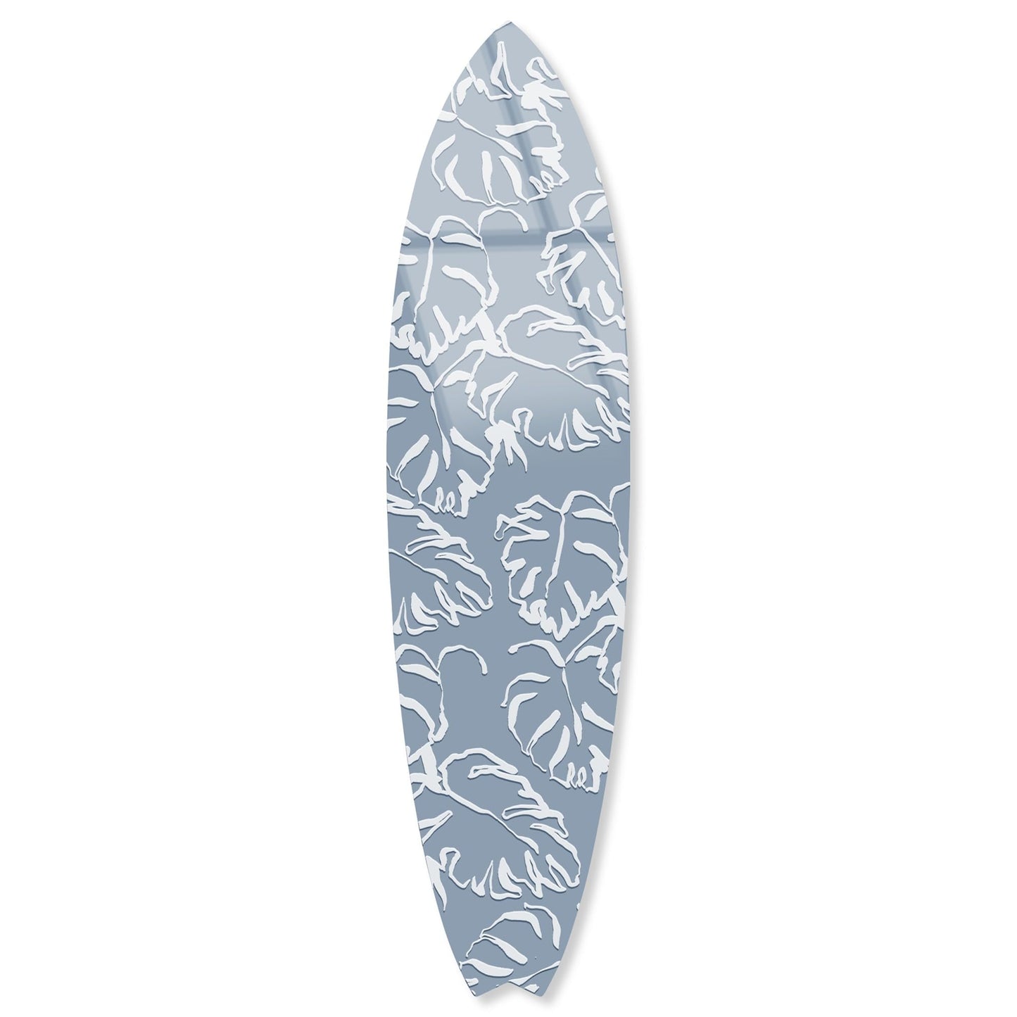 Notoriart Monstera Blue Surfboard Acrylic Wall Art Die-Cut Coastal Modern High-Gloss Home Decor, 15" x 60"