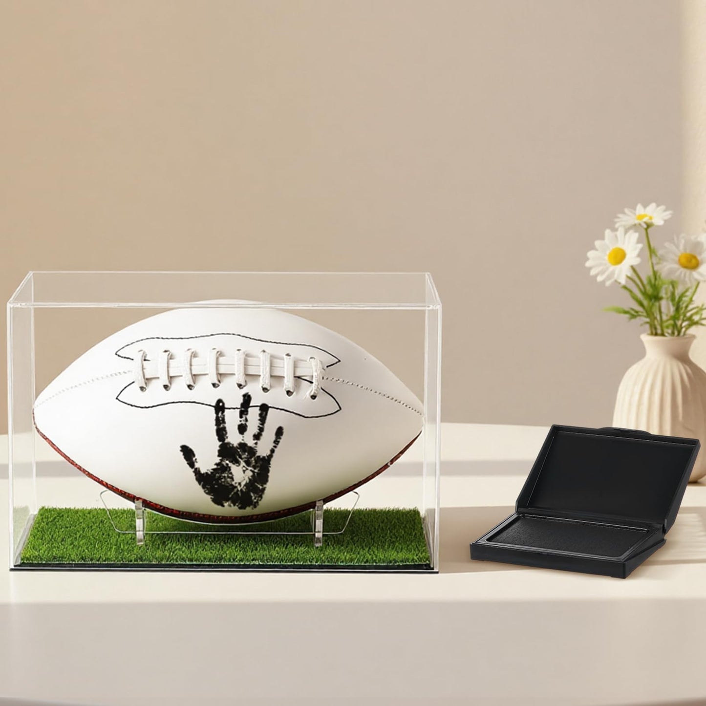 Soulchen Football Newborn Footprint Kit with Ink Pad Baby Hand and Footprint Kit for Newborn Memory Rookie of the Year First Birthday Baby Shower Gifts