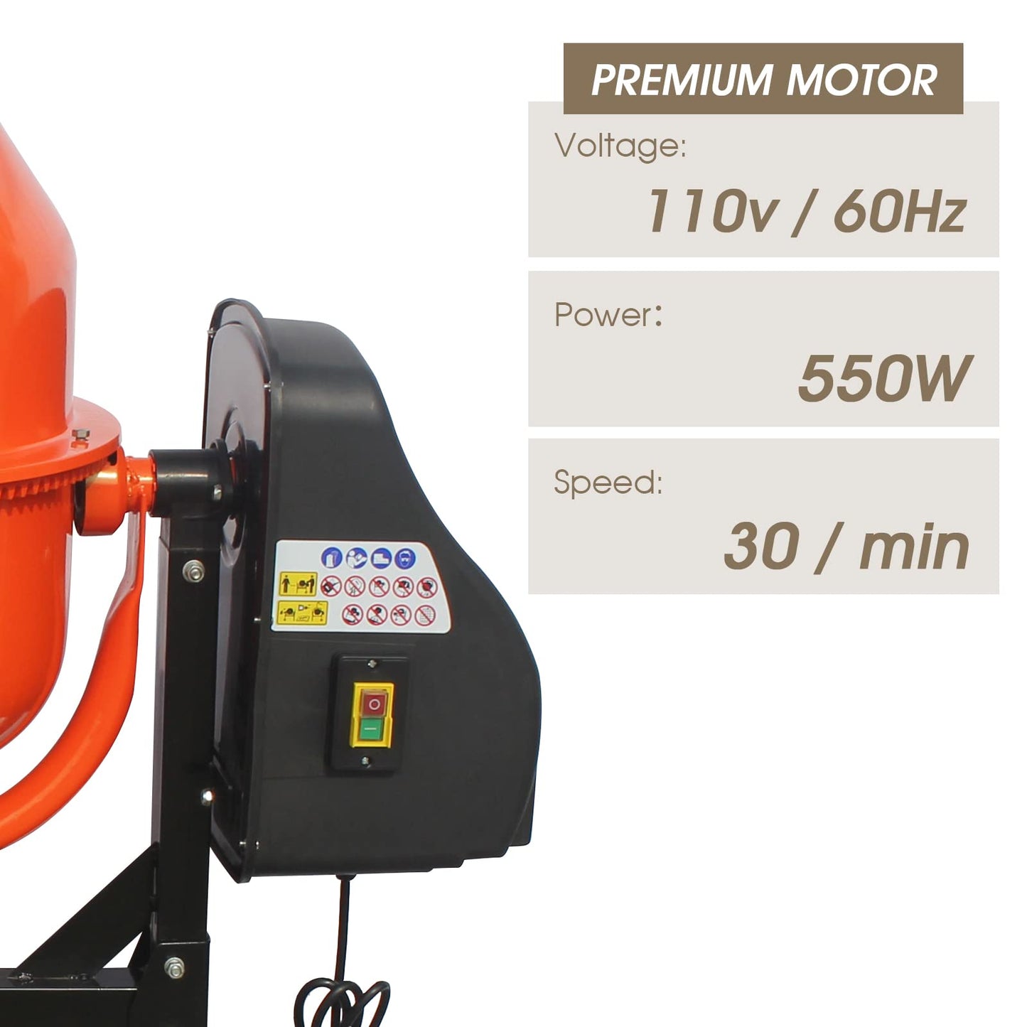 5 Cubic Ft Concrete Cement Mixer with Wheel and Stand,Electric ConcreteMixer 4/5 HP 600W Adjustable Tilt, Portable Heavy Concrete Mud Mixer Toolsfor Mortar Stucco Seeds and Fodder