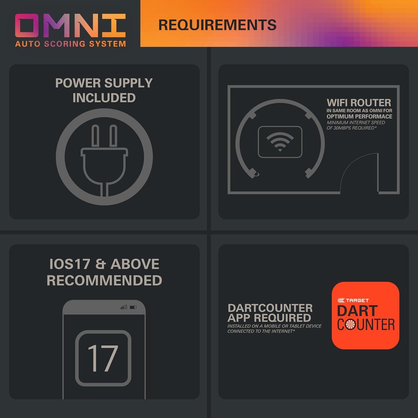 Target Darts Omni Dartboard Auto Scoring Ring with LED Lights | Dart Board Score Camera, Magnetic Dartboards Light System, Surround Ring Lighting, Record Dart Scores