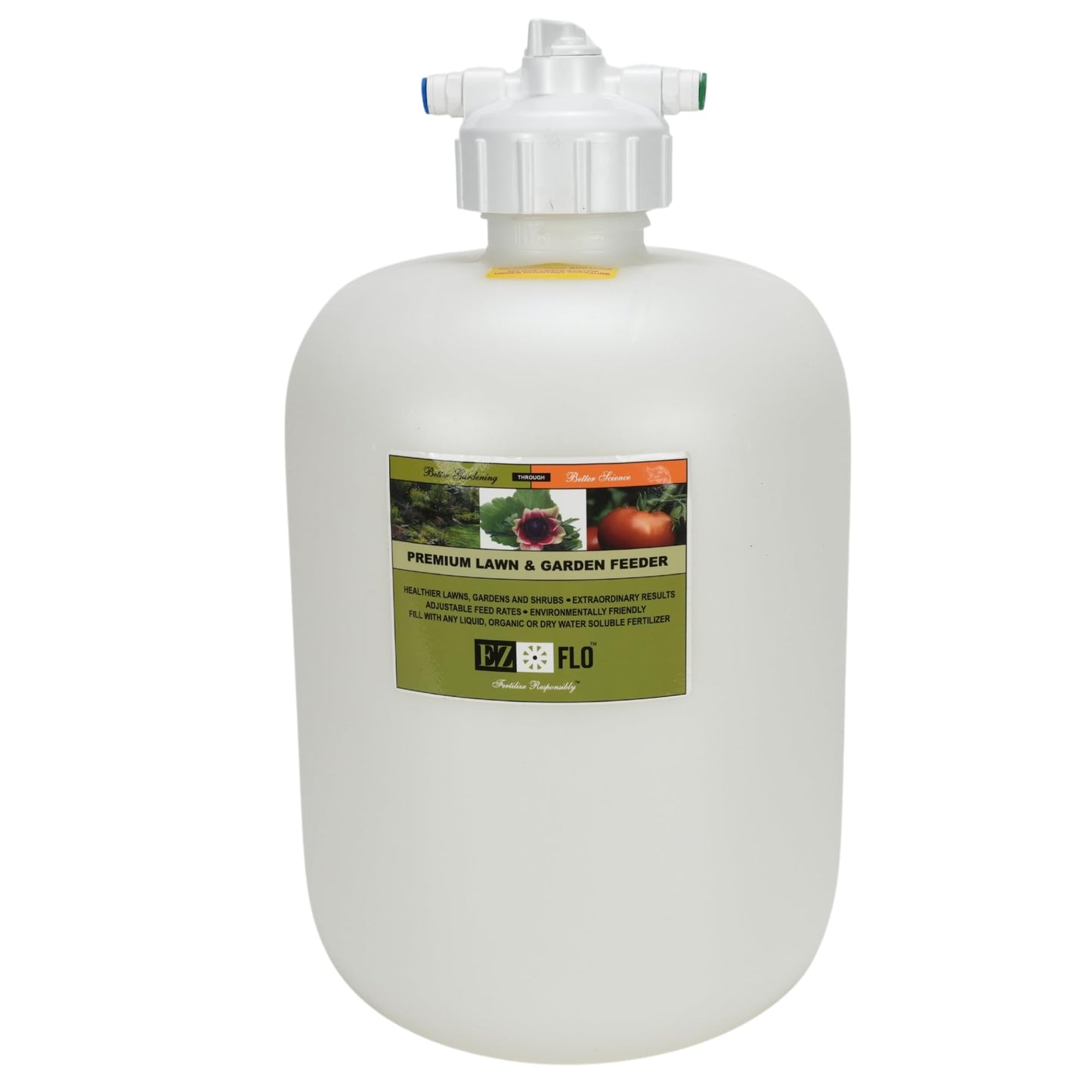EZ-FLO 2.5‑Gallon Fertilizer Injector | Hose‑Bib & Drip Feeder with Inline Hose Fertilizer Feeder, Covers up to 20 000 sq ft | for On/Off Pressure Only | EZ 2020-HB