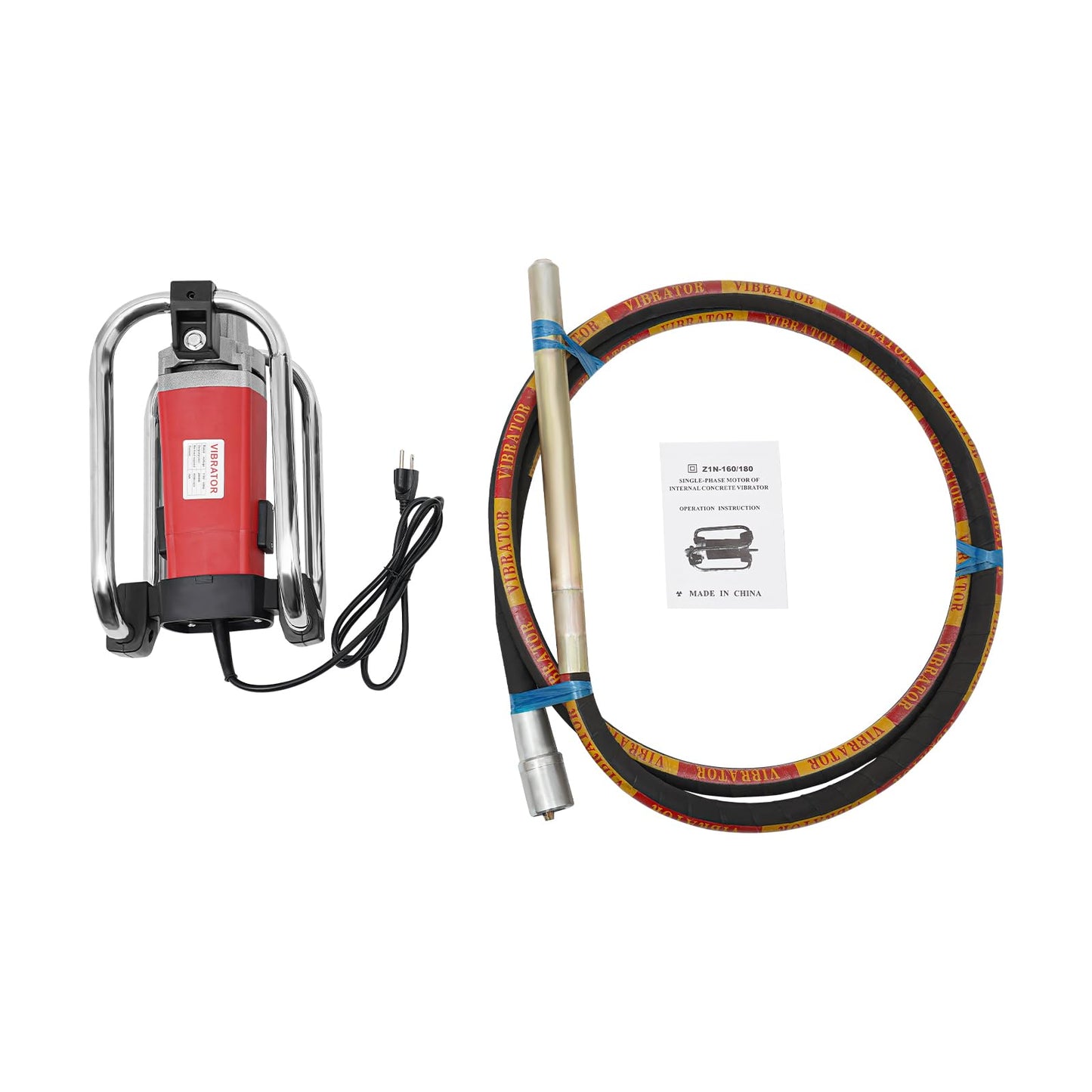 Electric Concrete Vibrator, Insertion Concrete Vibrating Tool, 2000W Portable Hand Held Portable Concrete Vibrator with a 13.12FT Long Vibrating Shaft, Cement Construction Vibrarator (Red)