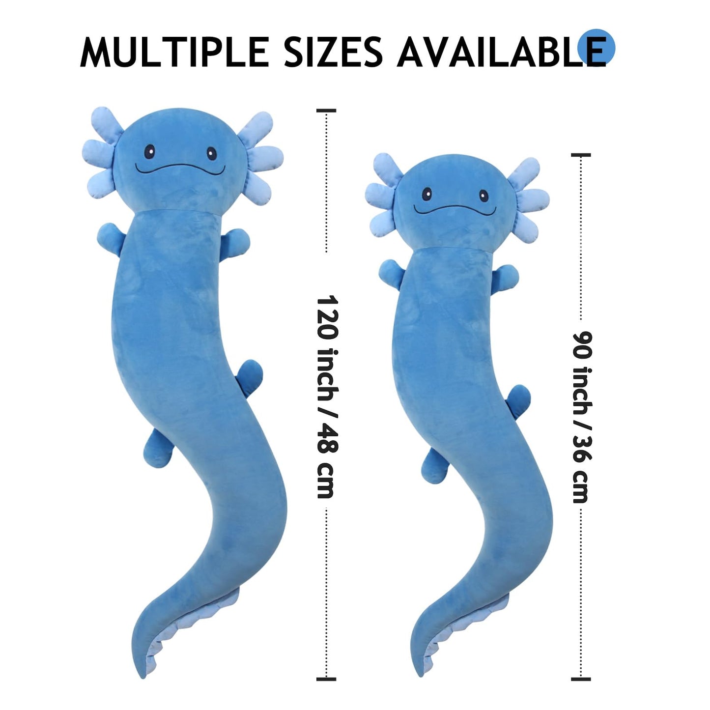 Tianmihou 36inch Giant Axolotl Plush Stuffed Animal, Big Blue Axolotl Glow in The Dark Fluorescent Plushies, Large Body Pillow Gifts for Kids Boy Girl Adults, Birthday