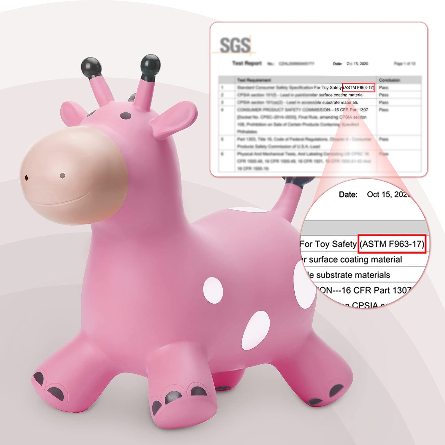EVERICH TOY Giraffe Bouncy Horse Hopper for Toddlers 1-3, Bouncy Animals Jumping Horse, Inflatable Ride on Bouncer, for Boys Girls 18 M+ 2 3 4 5 6 Years Old W/Free Pump