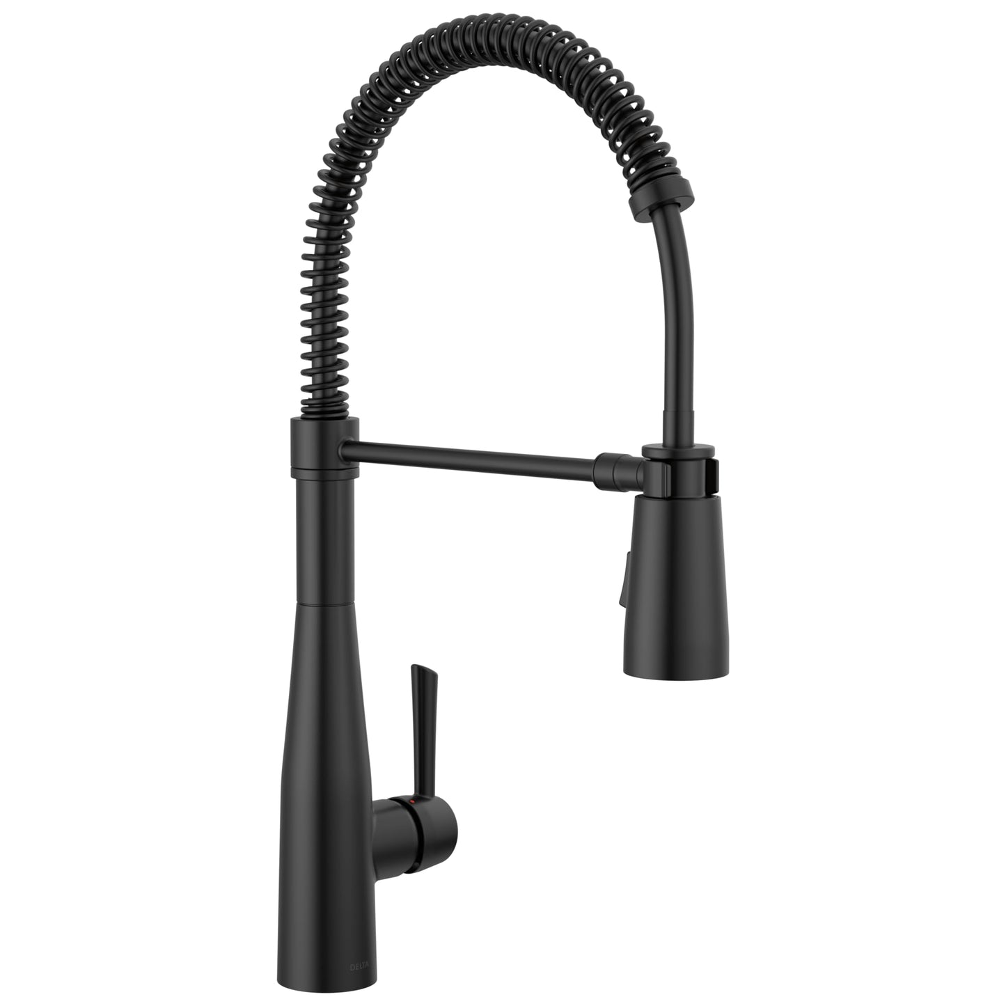 Delta Essa Pro Style Commercial Kitchen Faucet with Pull Down Sprayer, Matte Black Single Hole Kitchen Sink Faucet, Single Handle, Matte Black 9613-BL-DST