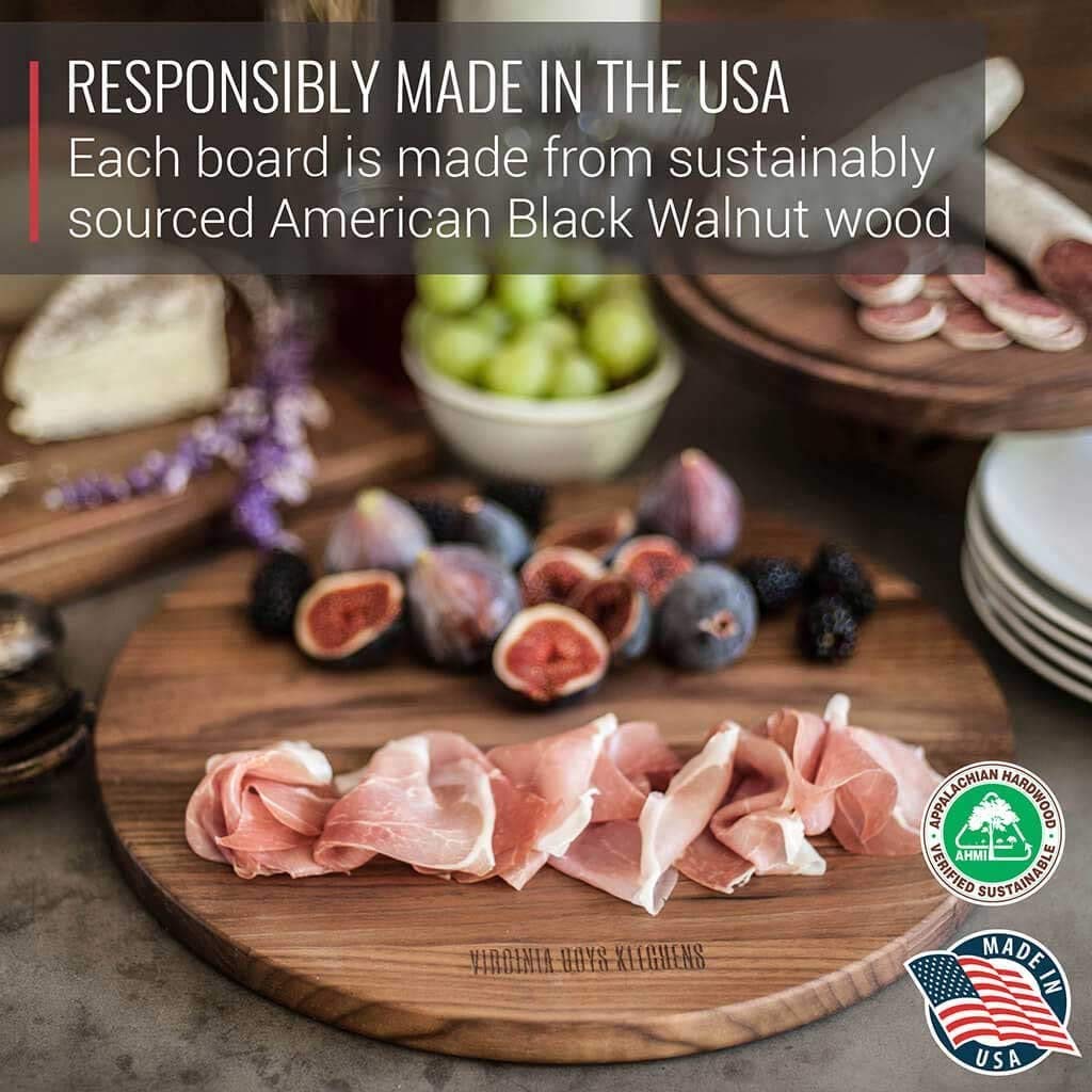 Medium Walnut + Cutting Board With Handle + Round Cutting Board