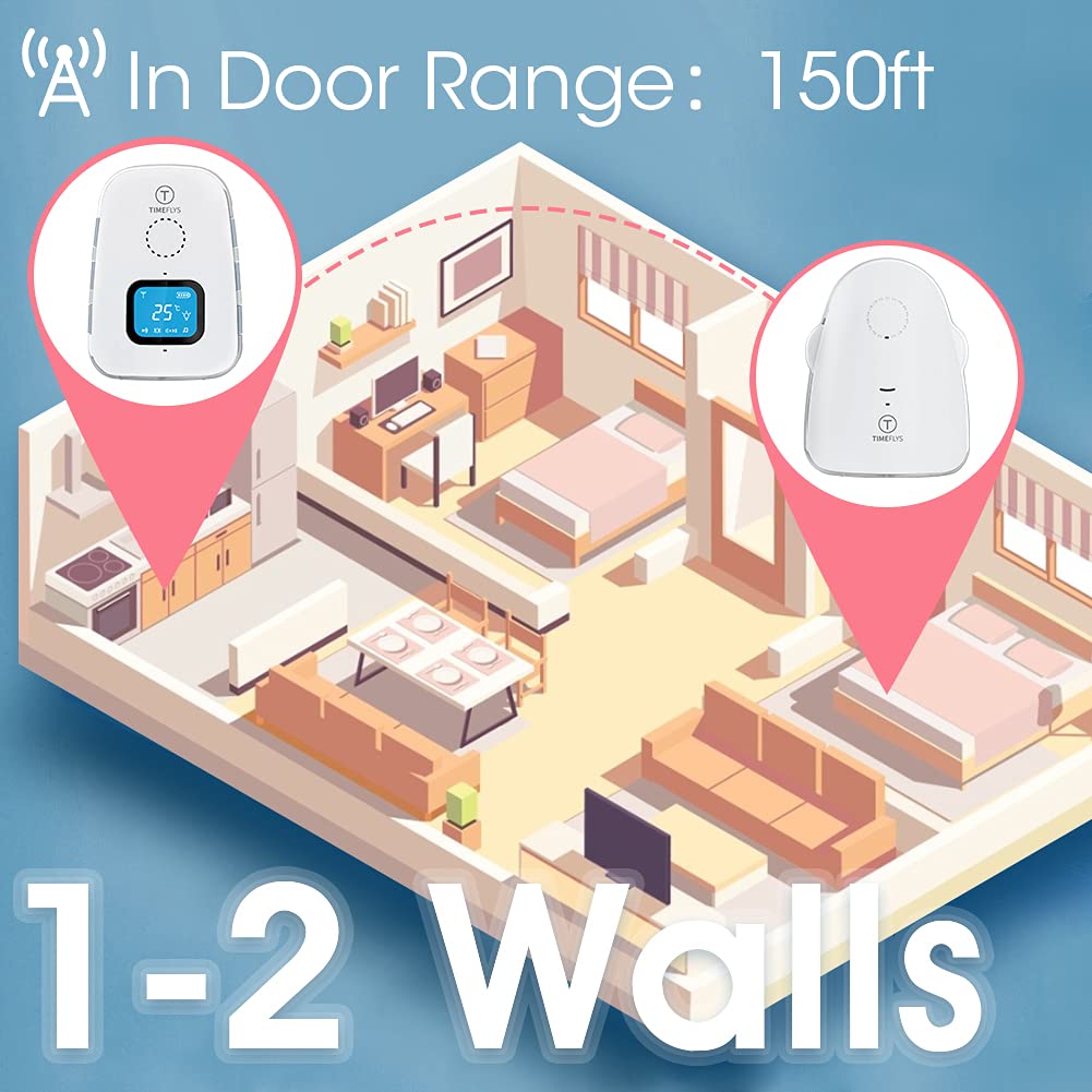 Audio Baby Monitor Crown TimeFlys,Temperature Monitoring,Vibration,Lullabies,Rechargeable Battery,Talk Back Intercom,USB Connection,Zero Emission at Night Mode,Long Range up to 1000 ft