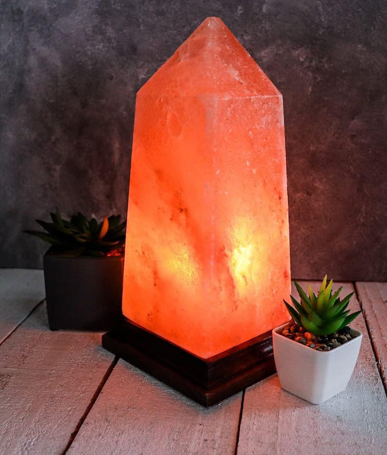 Josan Brothers Himalayan Rock Salt Lamp Original | Himalayan Pink Salt Lamp | Rock Salt Lamp for Vastu, Feng Shui, Home Decor, Pack of 1 (Obelisk Shape 10" Height)