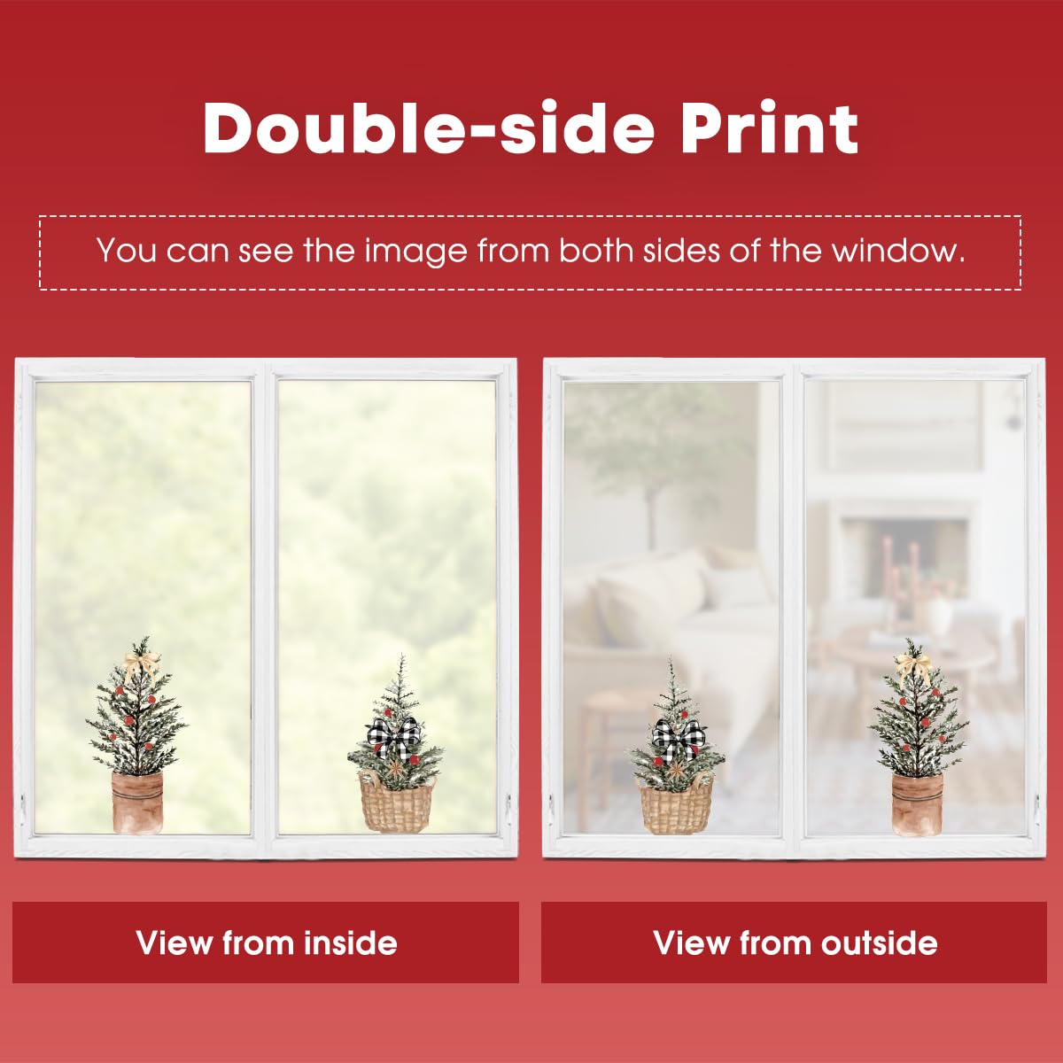 Horaldaily 45 PCS Christmas Window Cling Sticker, Brown Xmas Trees Ball Ornaments for Home Party Supplies Shop Window Glass Display Decoration