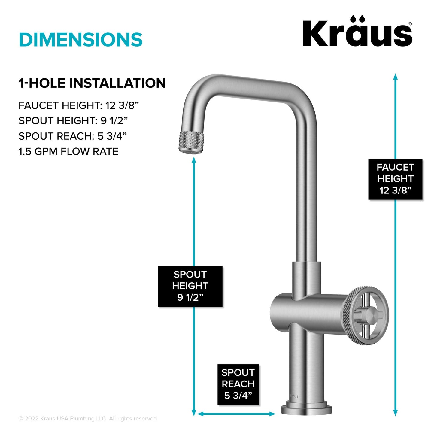 KRAUS Urbix Industrial Single Handle Bar Kitchen Faucet in Brushed Gold, KPF-3127BG
