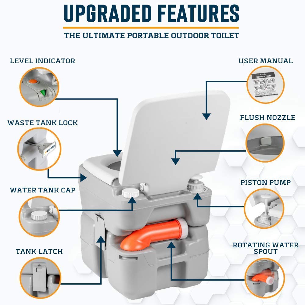 Alpcour Portable Toilet w/Portable Camping Sink – Indoor/Outdoor Travel Hygiene Station Commode w/Travel Bags for Camping, RV, Boat & More