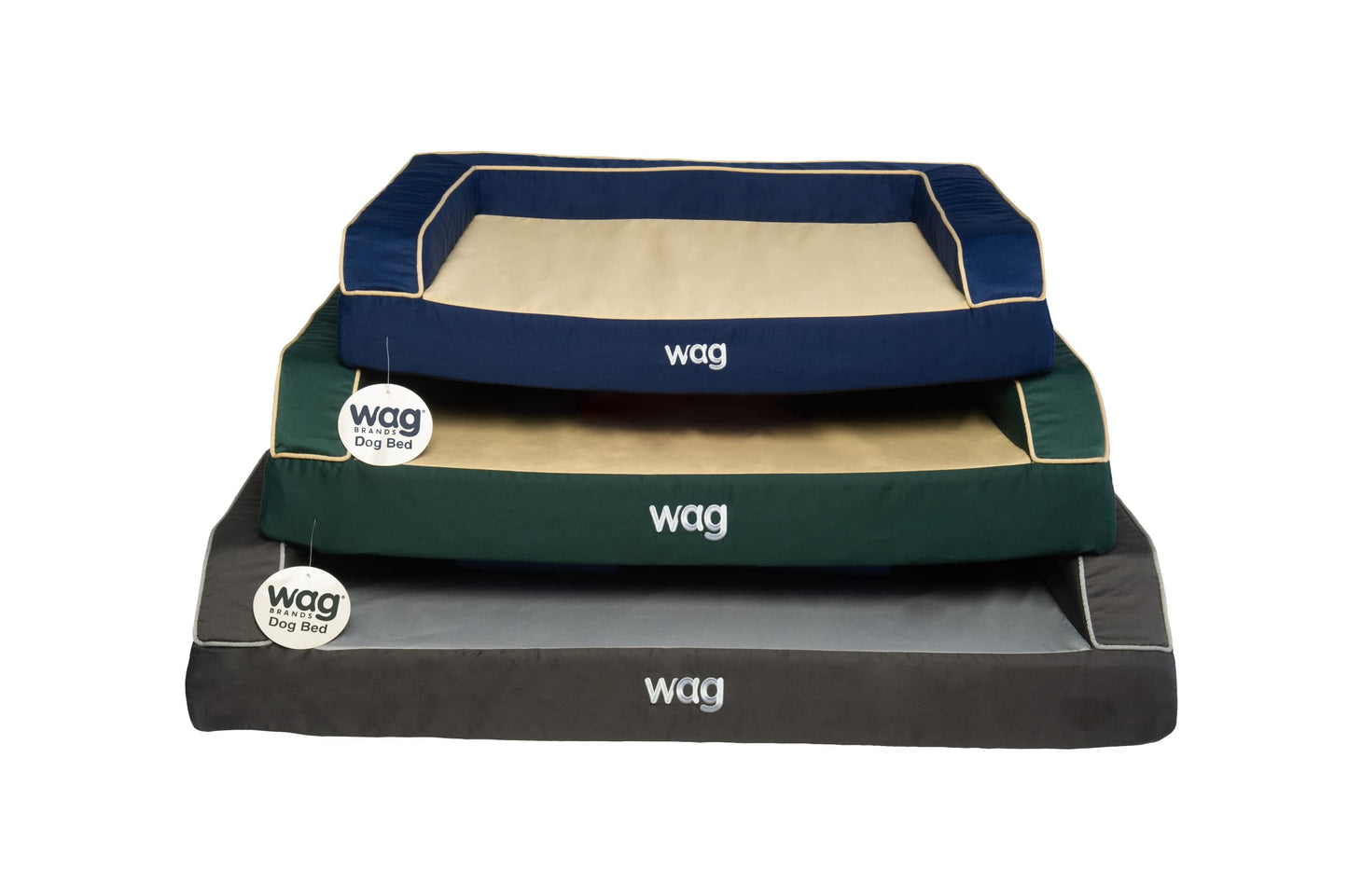 Wag Premium Pet Dog Bed | Multi Layer Construction with Cooling Energy Gel and Copper Infusion | Machine Washable Cover and Water Resistant Liner | Medium, Ocean Blue,Navy