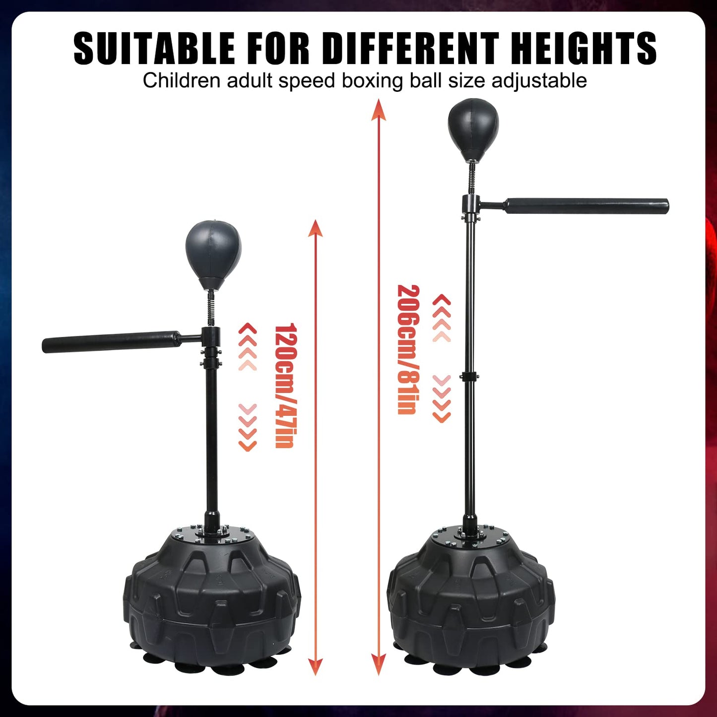 81IN Spinning Bar Boxing Speed Trainer Free Standing Punching Bag Adjustable Height Ideal for Adults and Youth Enhance Reflexes and Boxing Skills