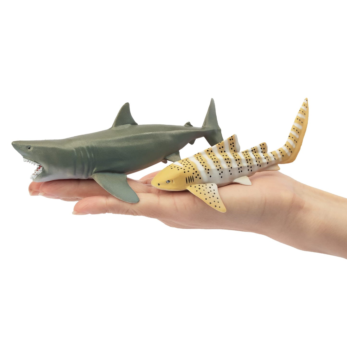 Toymany 6PCS 5-6" L Realistic Shark Bath Toy Figurines, Plastic Ocean Sea Animals Figures Set Includes Great White Shark Cake Toppers Christmas Birthday Gift for Kids Toddlers