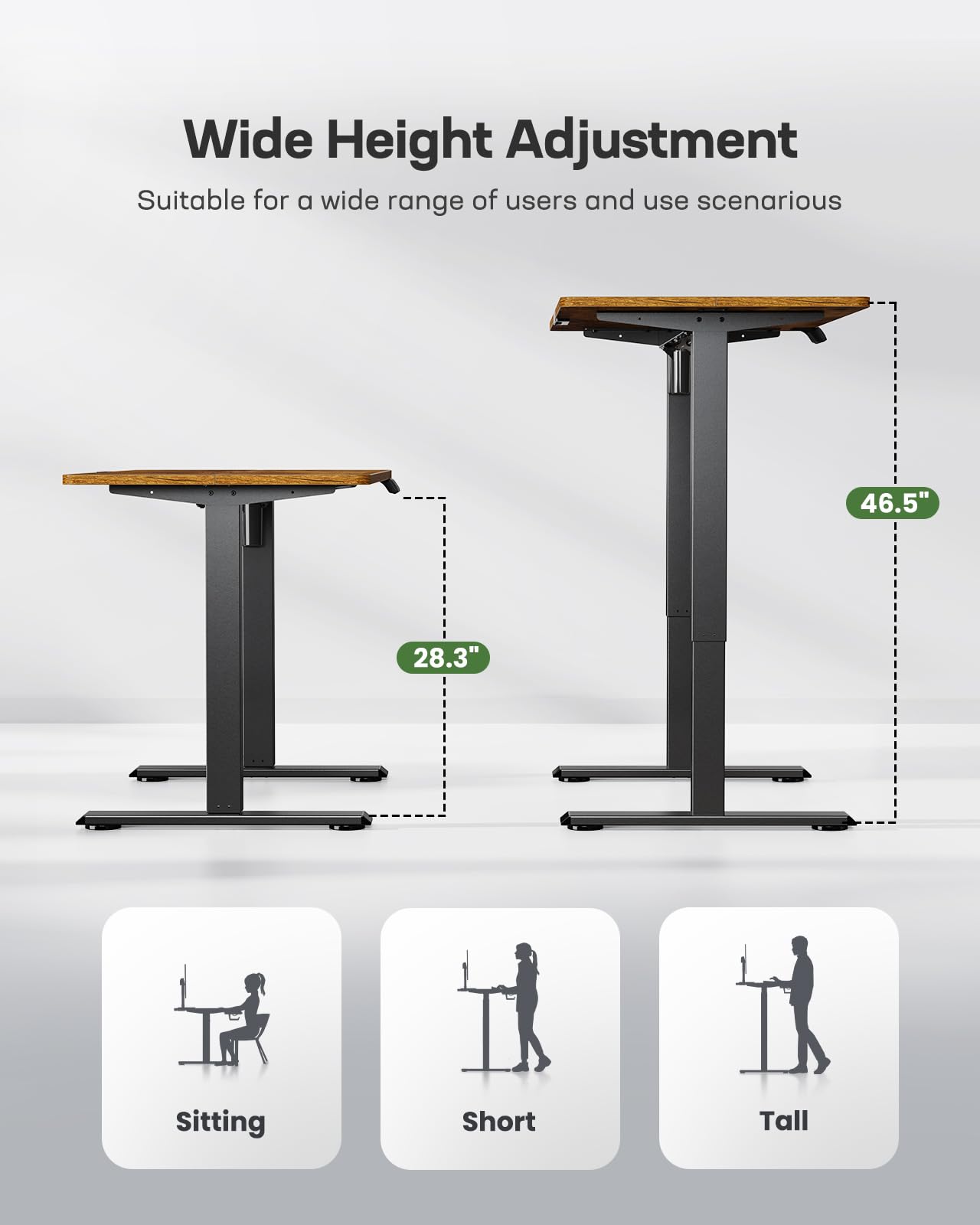 Marsail Electric Standing Desk, Adjustable Height Stand up Desk, 55 x 24 Inches Sit Stand Home Office Desk, Computer Desk, Rustic Brown