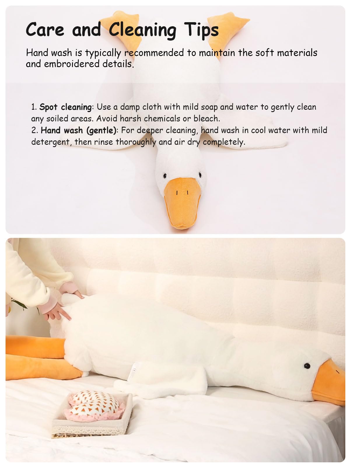 FIAEUGZKM Giant White Goose Plush Pillow, 74.8" Jumbo Fluffy Stuffed Animal Goose Hugging Body Pillow, Extra Large Soft Cuddly Plushy Birthday Gift Toy for Girls Kids Teens Adults, 6.23ft/190cm