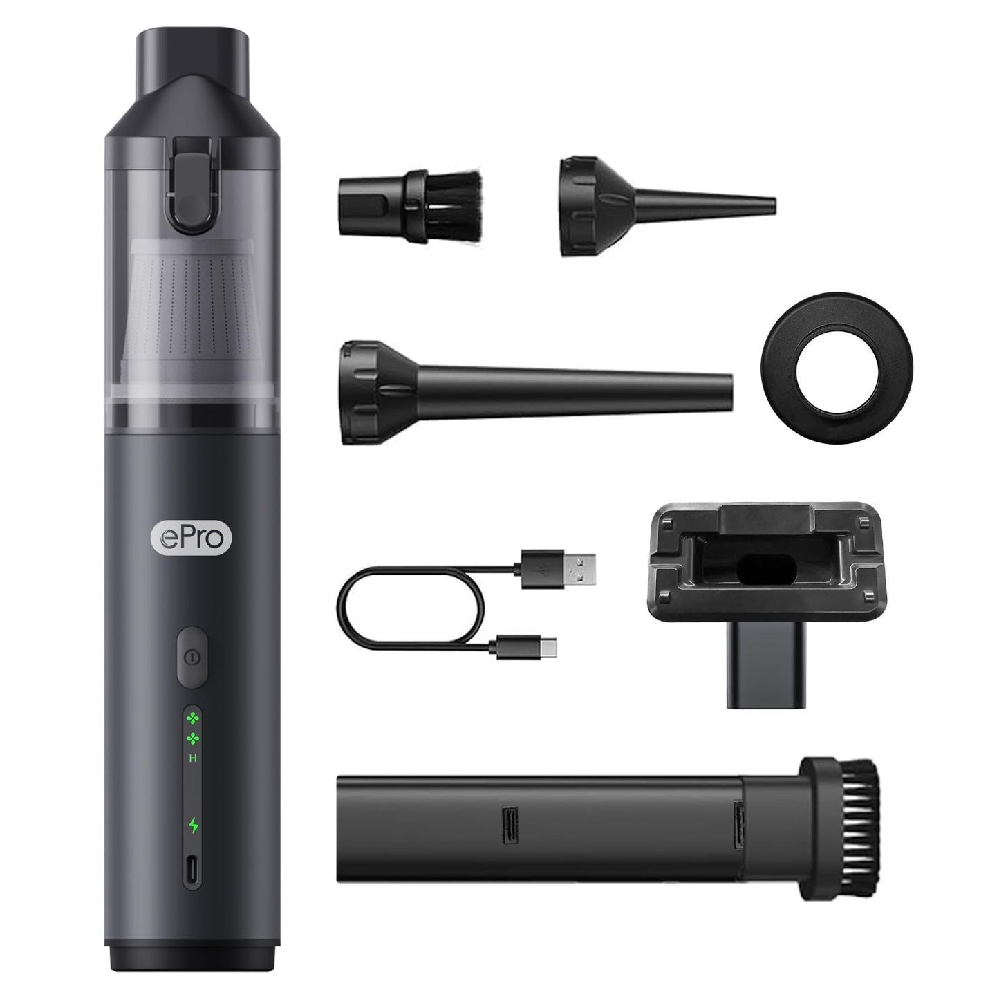 EPROEON Cordless Car Vacuum, 4-in-1 Portable Mini Handheld Vacuum, 20000pa Suction Power, Upgraded Smart Display, 2 Suction Modes for Lightweight Air Dust Buster for Travel, Office, Home & Pet Hair