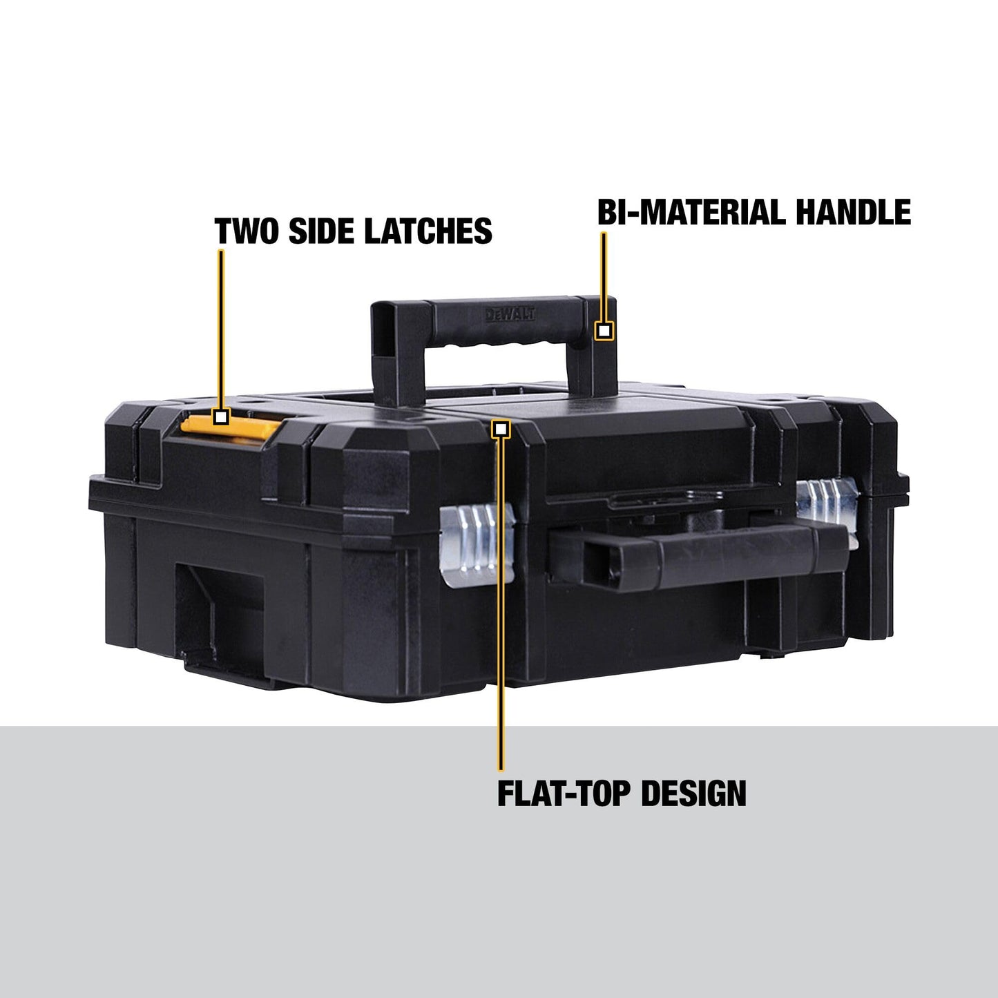 DEWALT TSTAK II Tool Box, Flat Top Tool Storage Case, Organizer Box Holds Up To 66 lbs, Flexible Platforms for Stacking, 13 Inch (DWST17807)