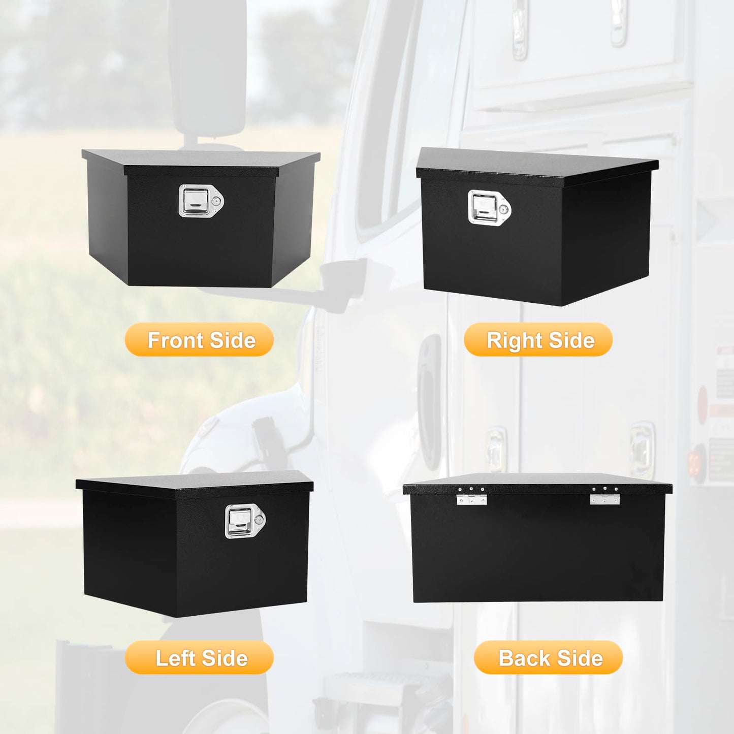 COOLBAG Trailer Tongue Tool Box, Steel Storage Truck Tool Box,26.6 x 13.6 x 11.9 Tool Chest Organizer w/Lock and Keys For Pickup,Truck Bed, RV, Trailer,Heavy Duty Waterproof Black box