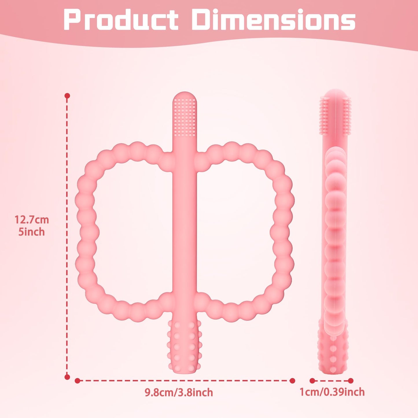 WALULAN 2 Pack Baby Silicone Teething Toys, Teething Sticks for Babies,Silicone teether Tubes for Baby Girl,BPA Free, Soothe Gums for 0-6 3-12 18-36 Months, Newborn Infants Toddler Sensory Chew Toys