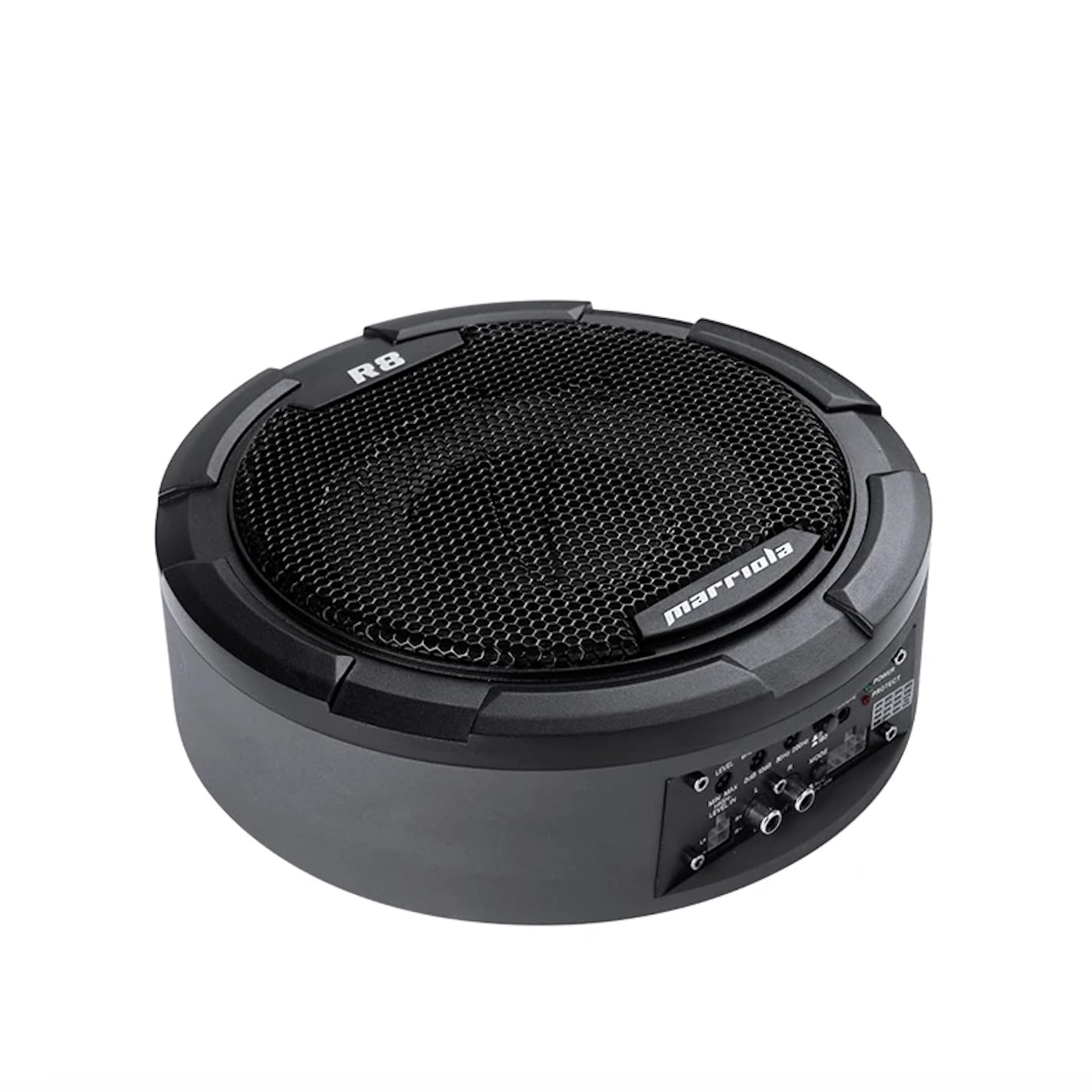 Levhorzn Marriola R8 Slim Under-Seat Powered Subwoofer with Built-in Amplifier – Compact Bass Upgrade for Car Audio, 8 Inch, Easy Install, High-Level & RCA Inputs, Complete Wiring Kit