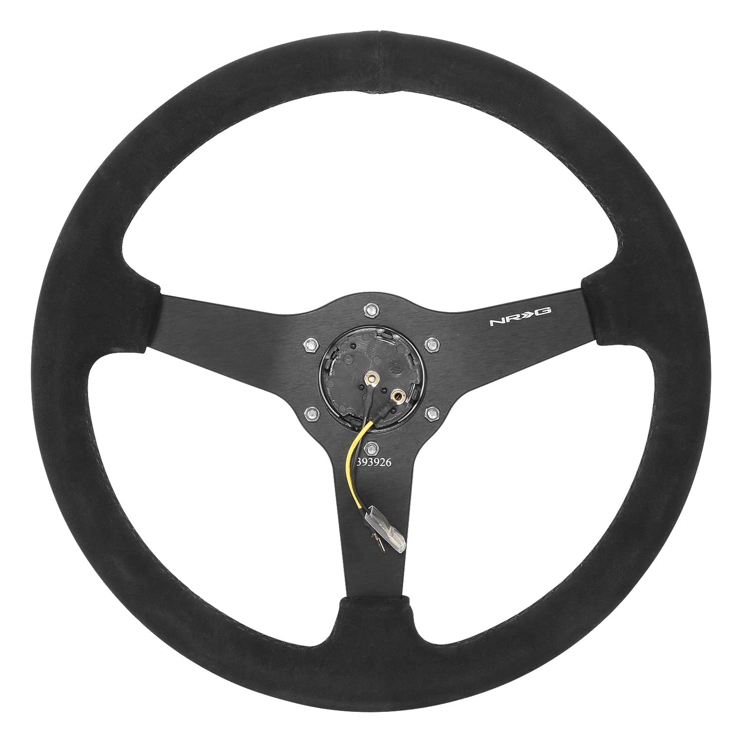 NRG Innovations RST-037MB-S 3-Spoke Suede Wrapped 350mm Steering Wheel,6X70mm Bolt Pattern,Matte Black