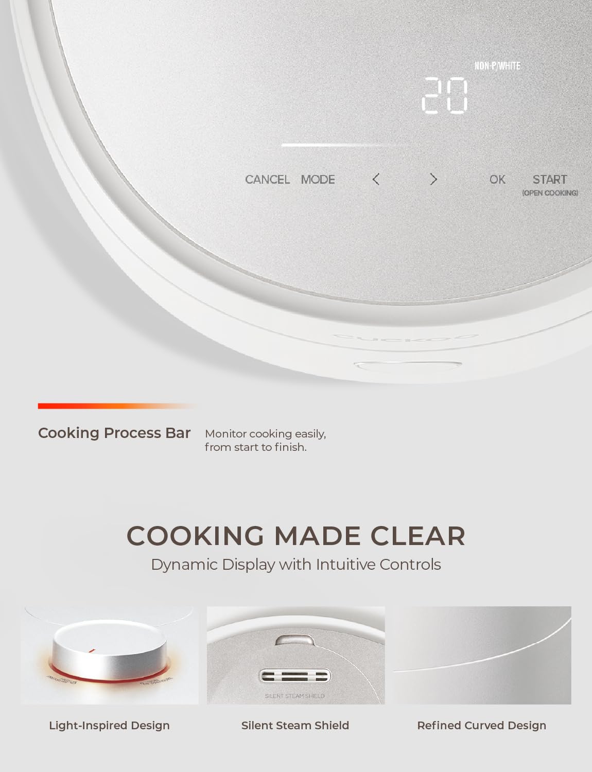 CUCKOO Twin Pressure Rice Cooker 6-Cup Uncooked / 12-Cup Cooked with Induction Heating Technology, Silent Pressure System, Open Cooking Mode, Dynamic Display, Eco Inner Pot, White (CRP-OHTR0609FW)