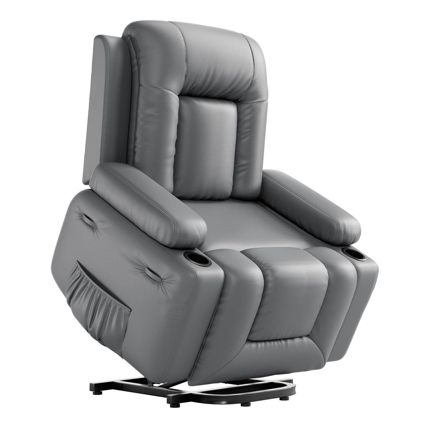 GarveeHome Power Recliner Chair - Heat and Massage, Adjustable Electric Recliner Ergonomic PU Leather Single Sofa, Tall Back, Padded Seat, Lazy Chair for Living Room
