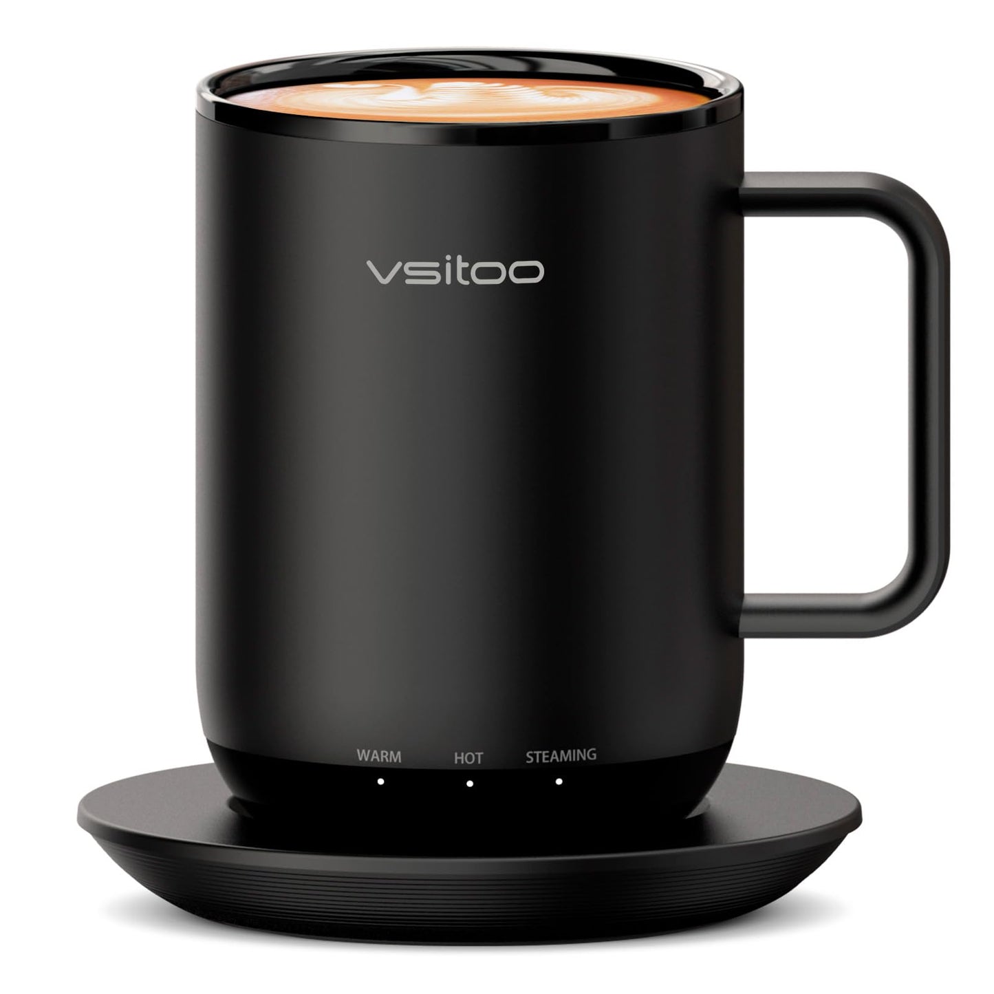 Vsitoo S3 Plus 14oz Heated Coffee Cup - Temperature Control Smart Mug with Mug Warmer, Auto-Sensing AI Heats Drinks to 120-150°F Hands-Free.Ideal for Home/Office/Gifts，Black