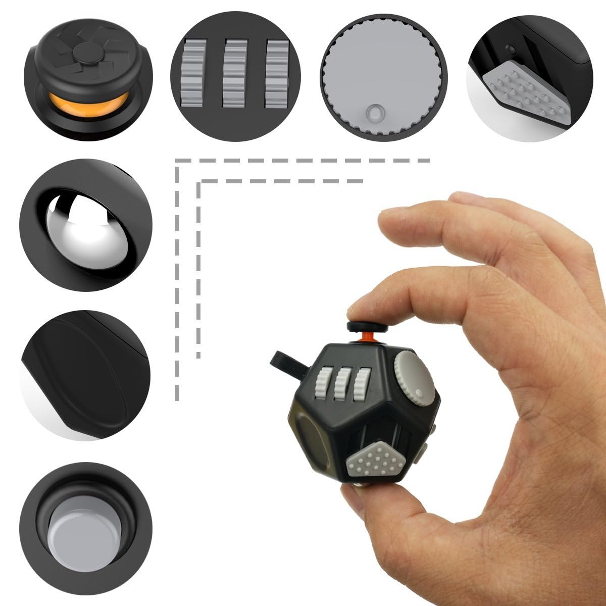 New Fidget Toy Cube 4 Pack Creative Rotating Cube and 12-Sided Mini Cube Relieves Stress and Anxiety Anti Depression Focus Travel Toy Cube For Children and Adults Stocking Christmas Idea Stuffer Gifts