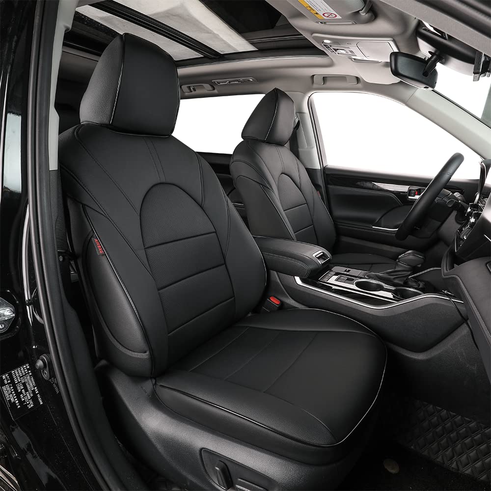 EKR Pilot Seat Covers Custom Fit for Honda Pilot Sport/EX-L/Touring/Elite 2023-2025 & Black Edition 2025,8 Seats,Leather Car Seat Cover Full Set-Three Rows,Faux Leather(Black)