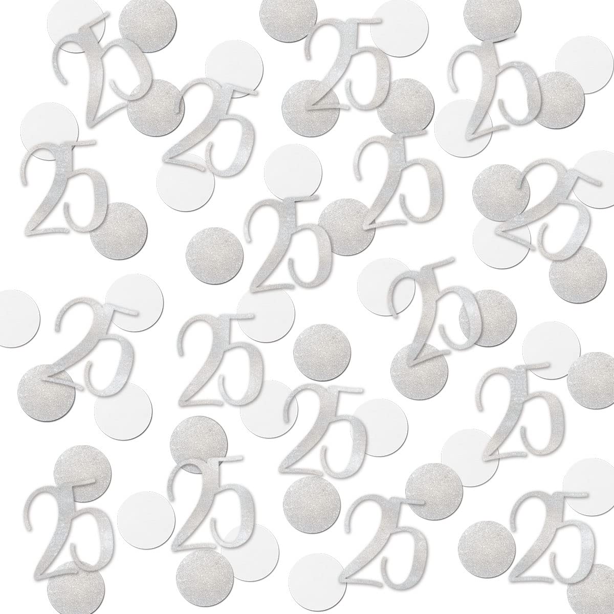 Silver Glitter 25 Confetti, 25th Birthday Number Confetti, 200pcs Anniversary Party Table Decoration Supplies