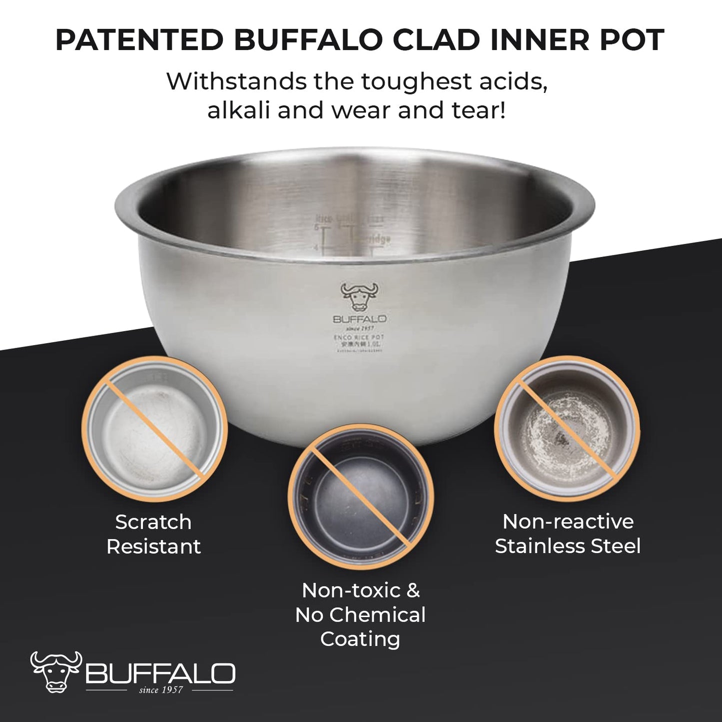 Buffalo SMART COOKER Induction Heating IH Rice Cooker and Warmer, 1 L, 5 cups of rice, Non-Coating inner pot, Efficient, Multiple function, White (5 cups)