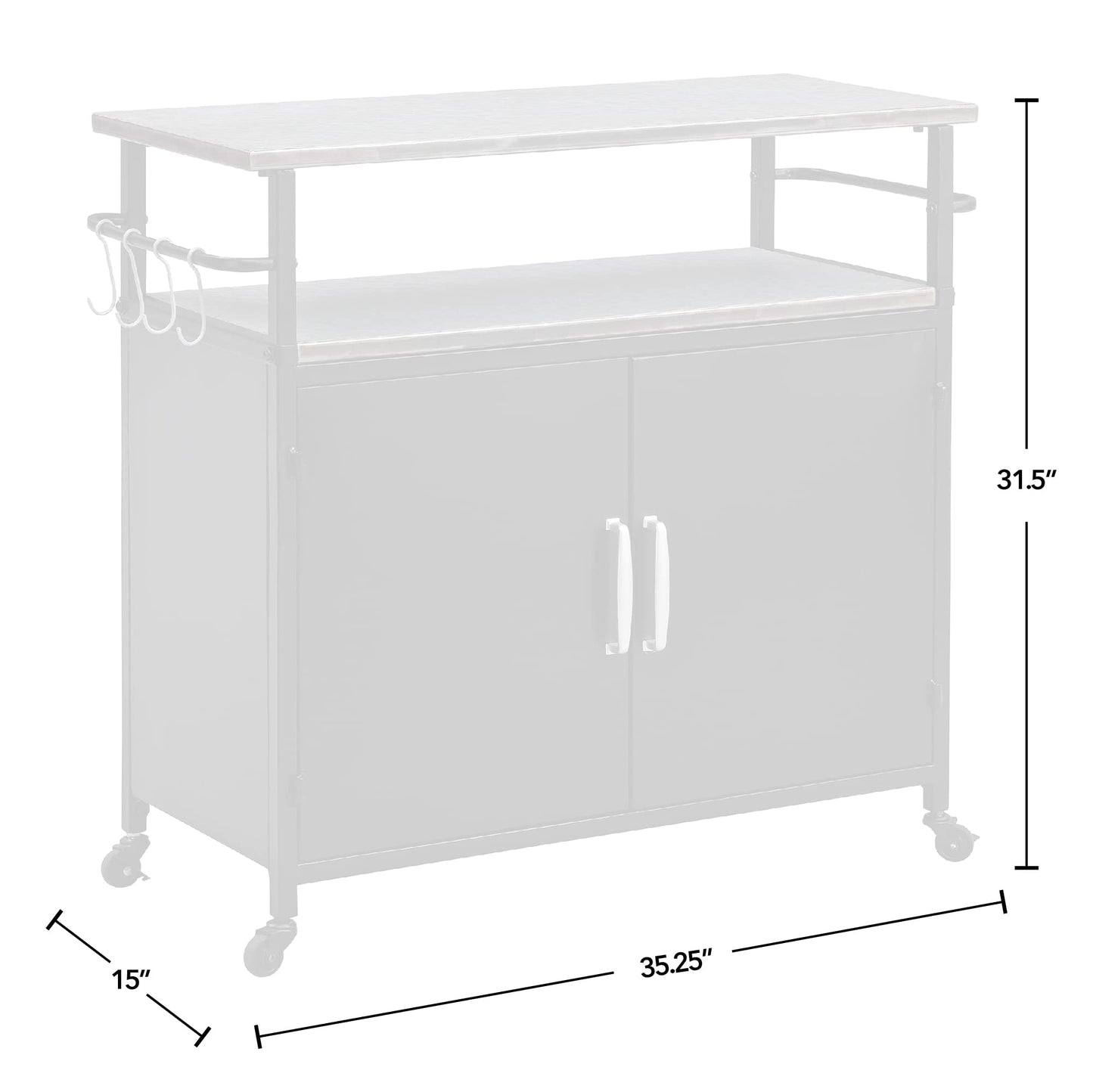 FirsTime & Co. New & Improved Black Davidson Outdoor Grilling Kitchen Cart Island, Portable Patio Table, Metal Food Prep Worktable, 31.5 in. x 35.25 in.