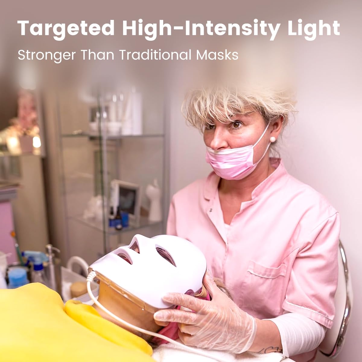 Aphrona® | FDA cleared Moonlight LED Facial Mask Skin Care Mask, LED Light Therapy Red Blue light for Acne Removal Wrinkle Reduction